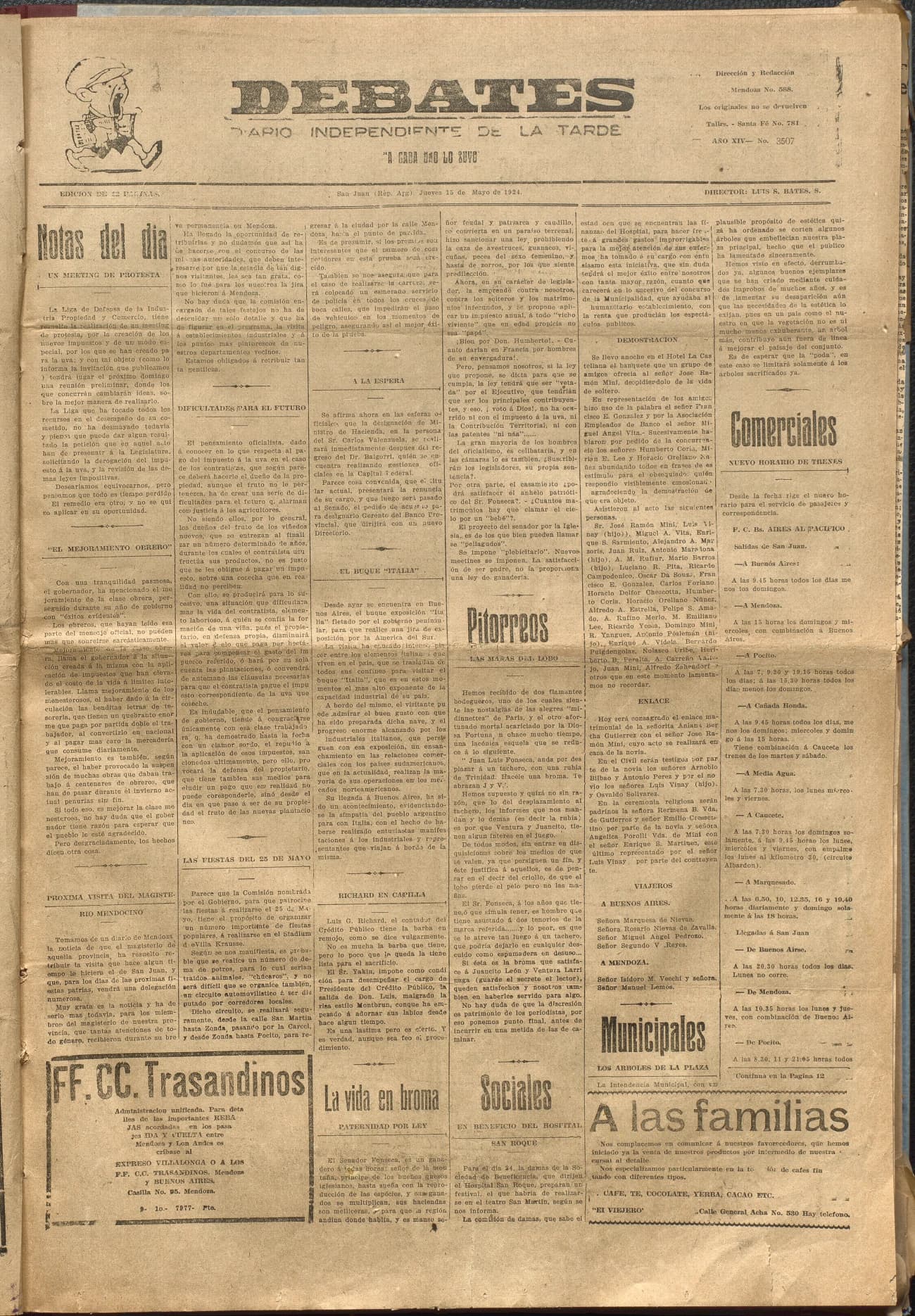 Portada · Diario Debates del 15 de mayo de 1924