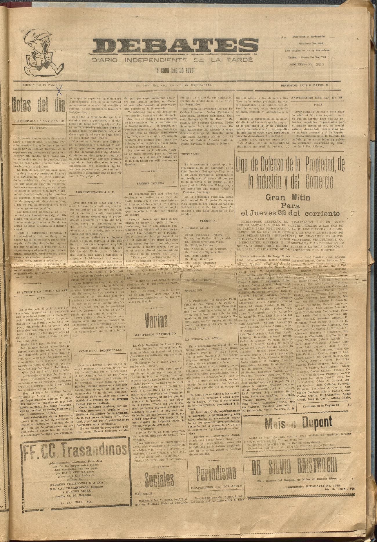 Portada · Diario Debates del 19 de mayo de 1924