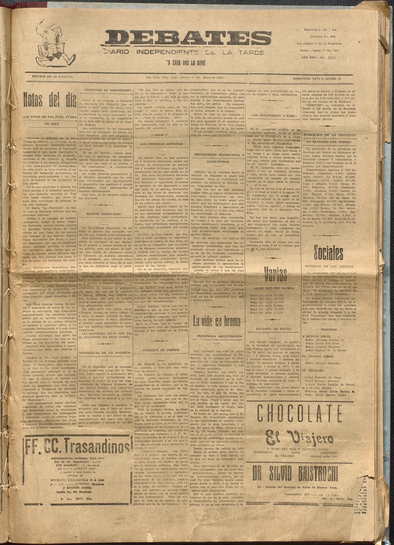 Portada · Diario Debates del 27 de mayo de 1924