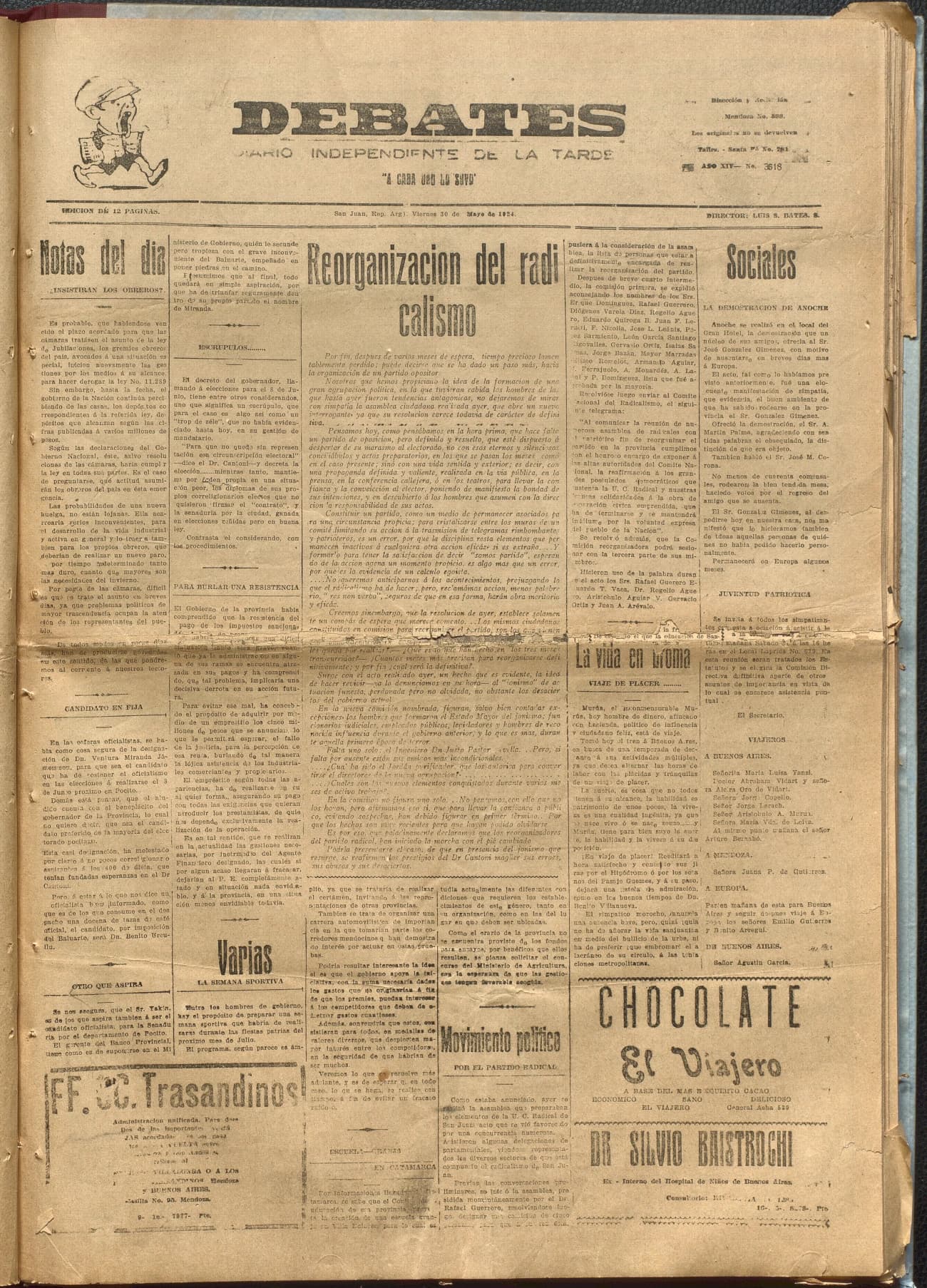 Portada · Diario Debates del 30 de mayo de 1924