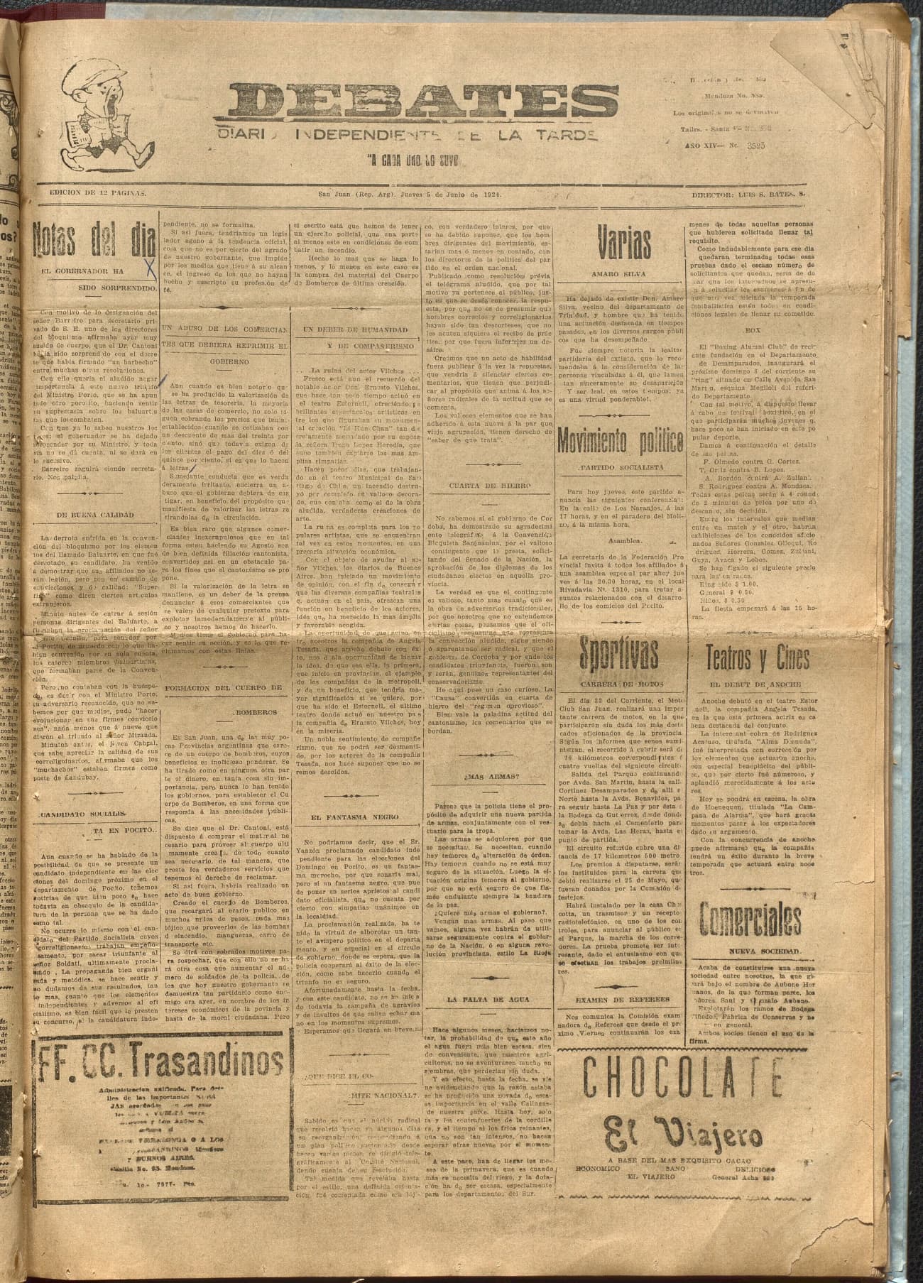 Portada · Diario Debates del 5 de junio de 1924