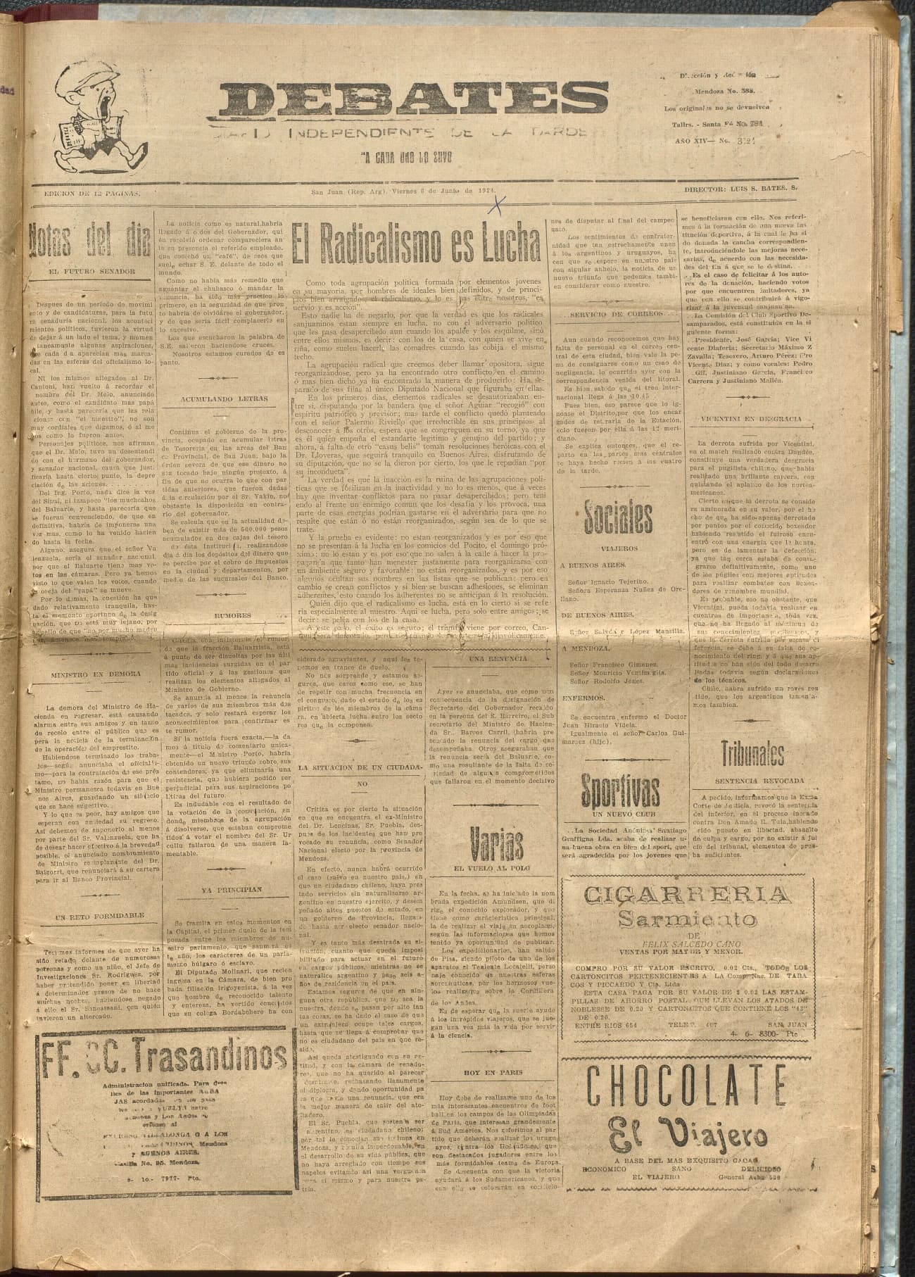 Portada · Diario Debates del 6 de junio de 1924