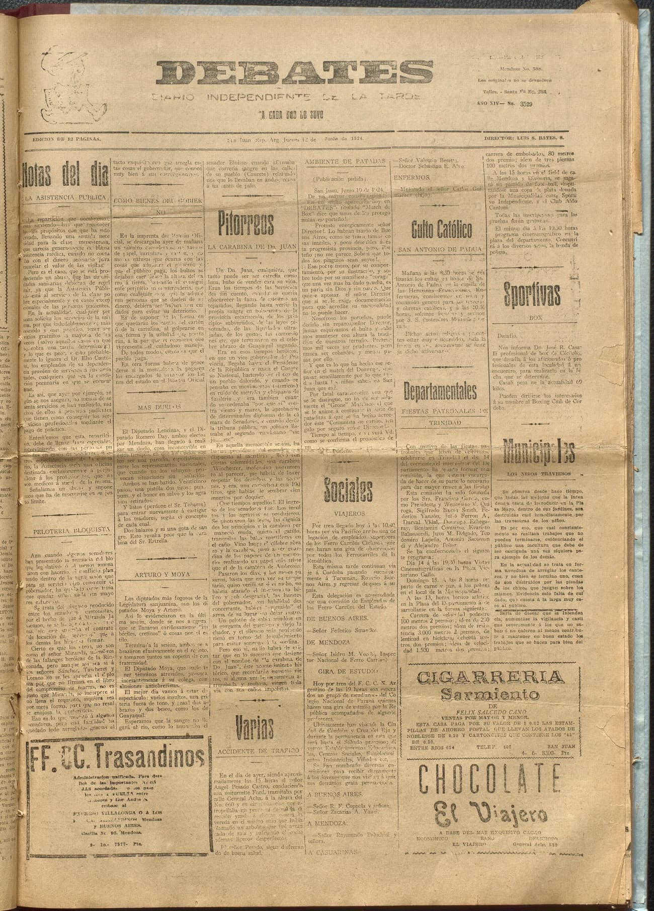 Portada · Diario Debates del 12 de junio de 1924