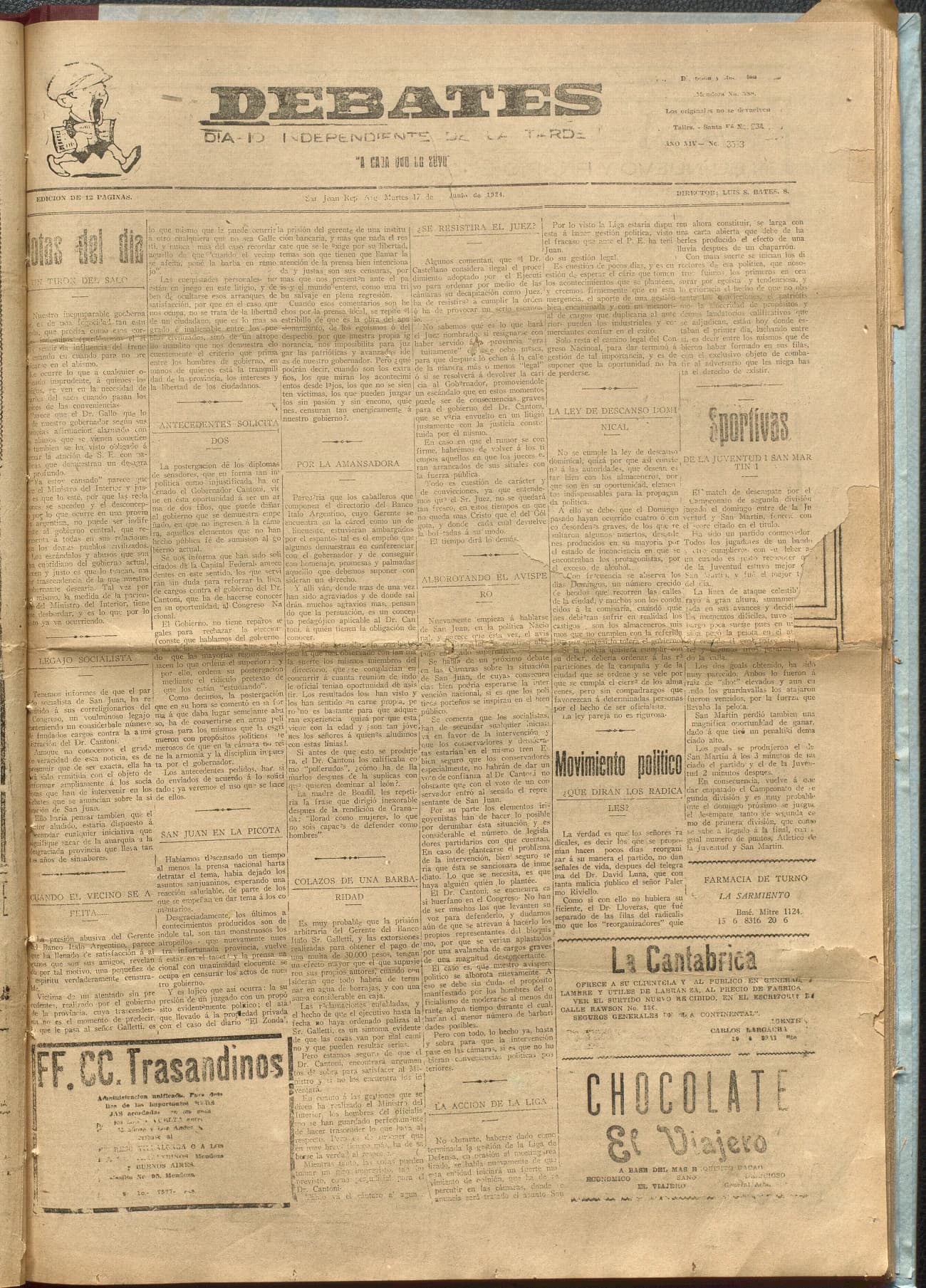 Portada · Diario Debates del 17 de junio de 1924