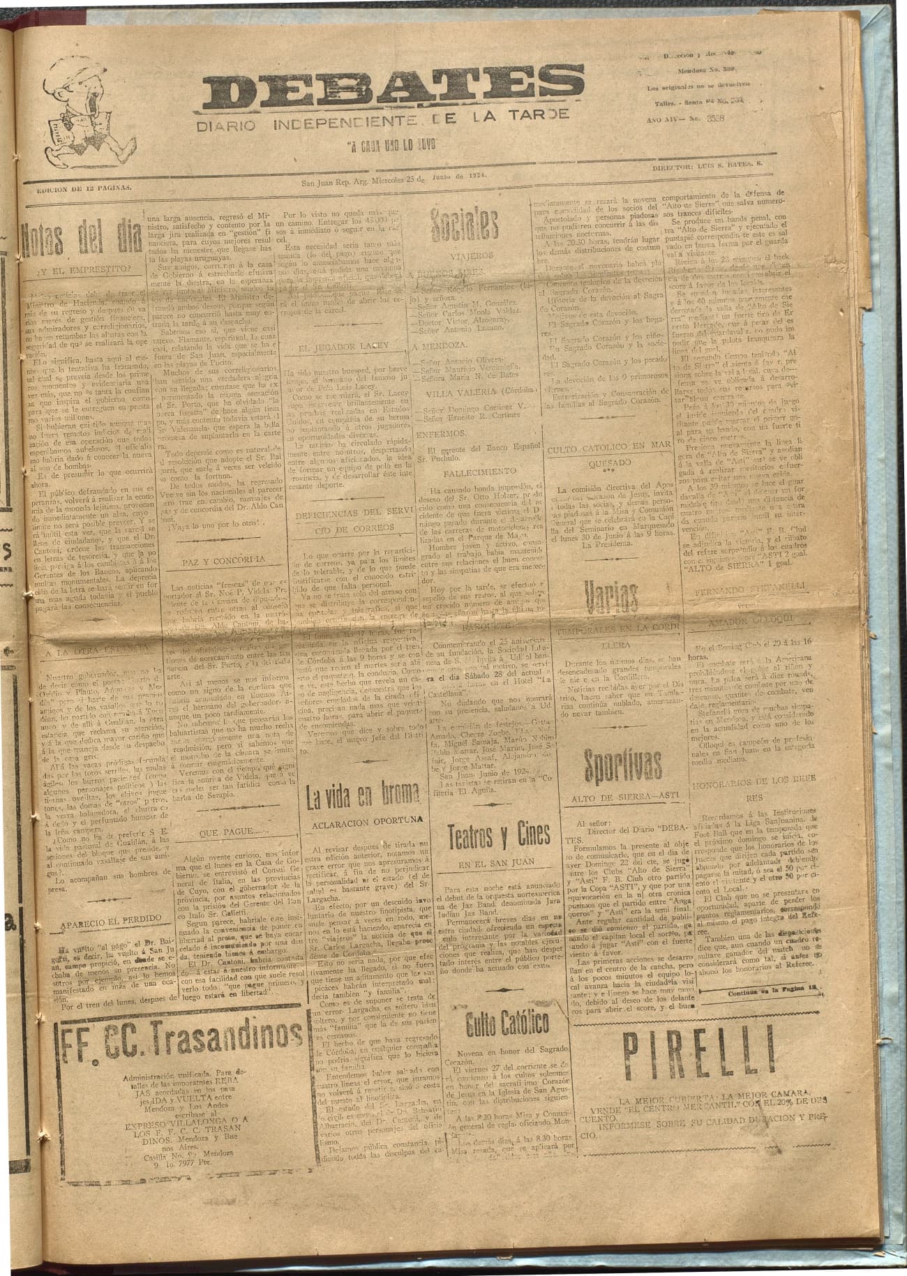 Portada · Diario Debates del 25 de junio de 1924