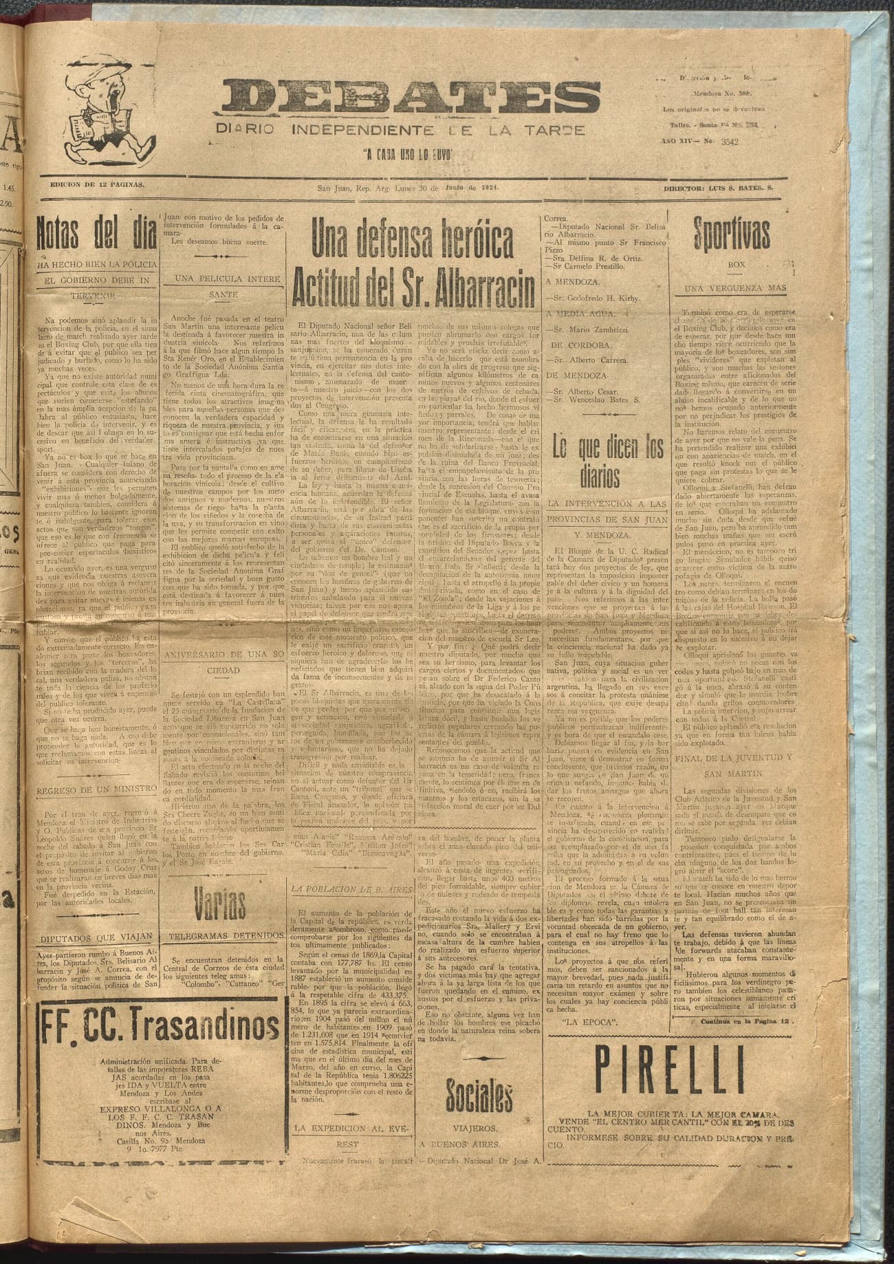 Portada · Diario Debates del 30 de junio de 1924