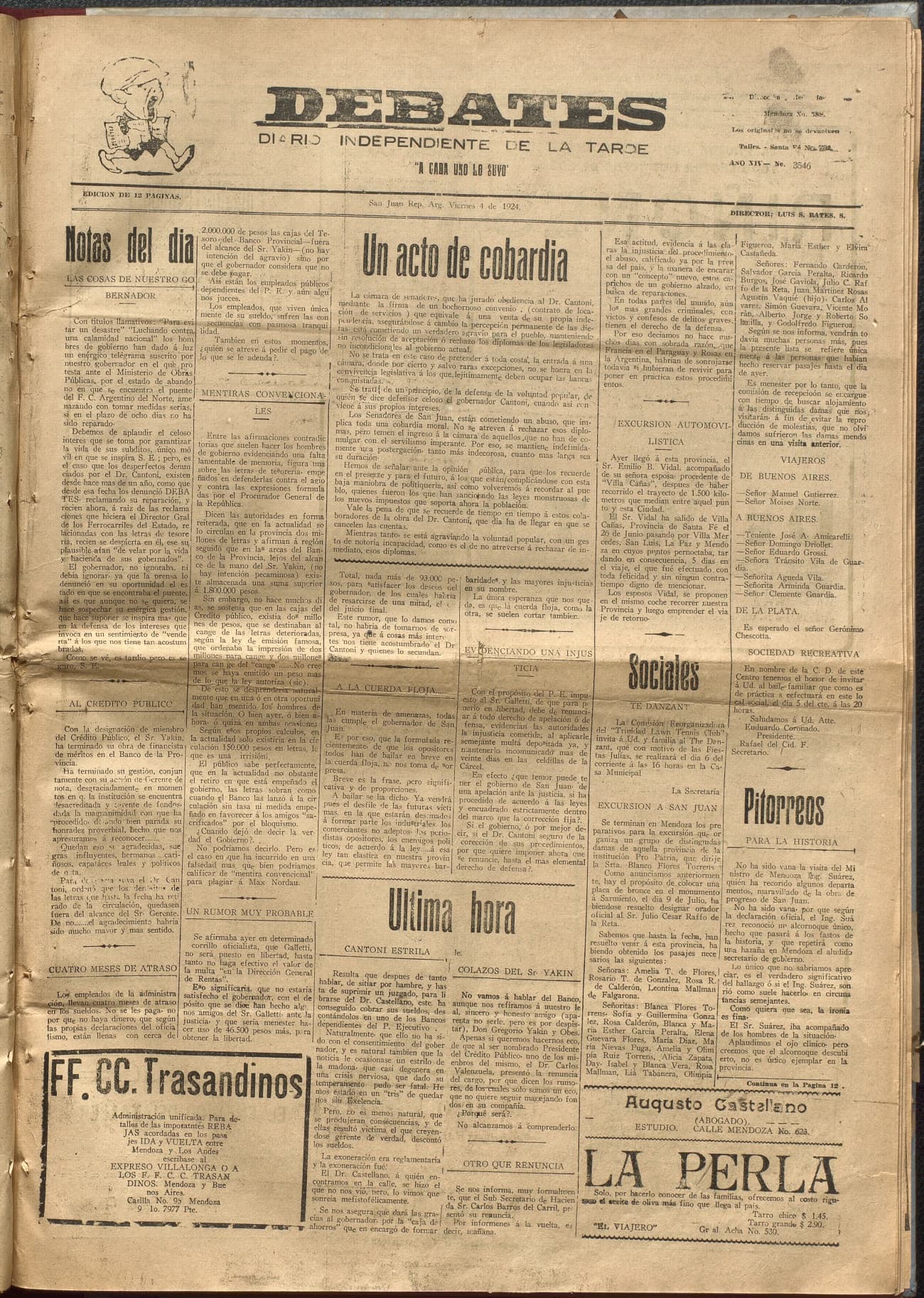 Portada · Diario Debates del 4 de julio de 1924