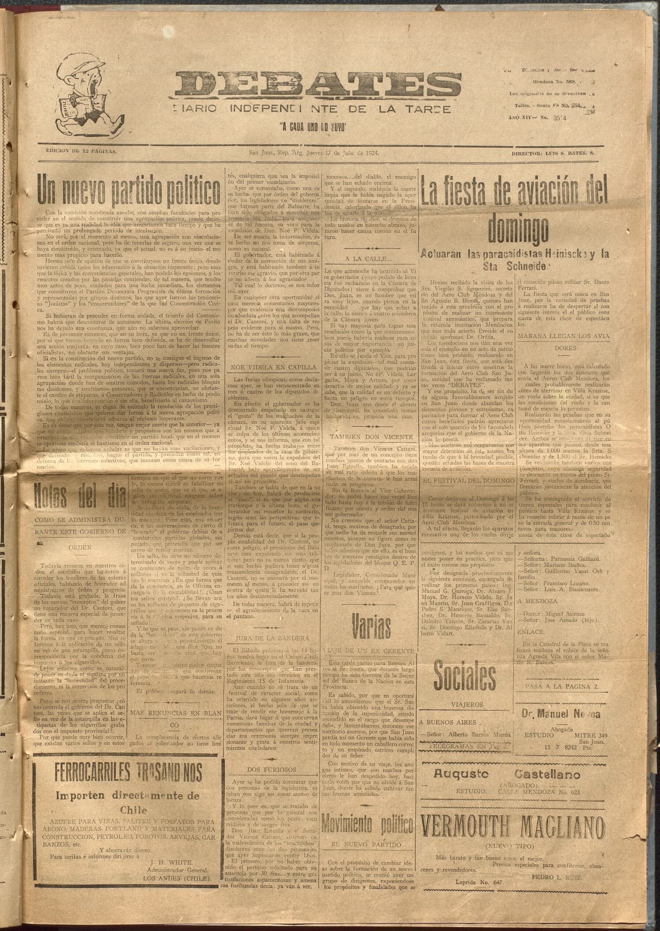 Portada · Diario Debates del 17 de julio de 1924
