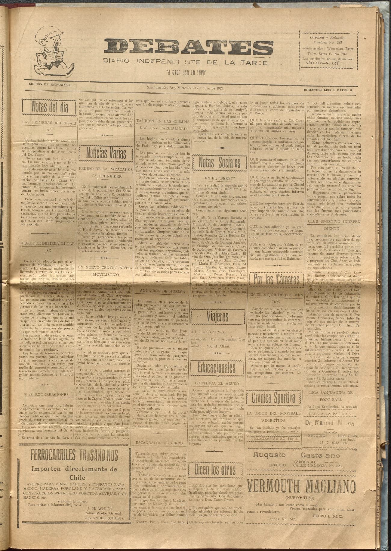 Portada · Diario Debates del 23 de julio de 1924