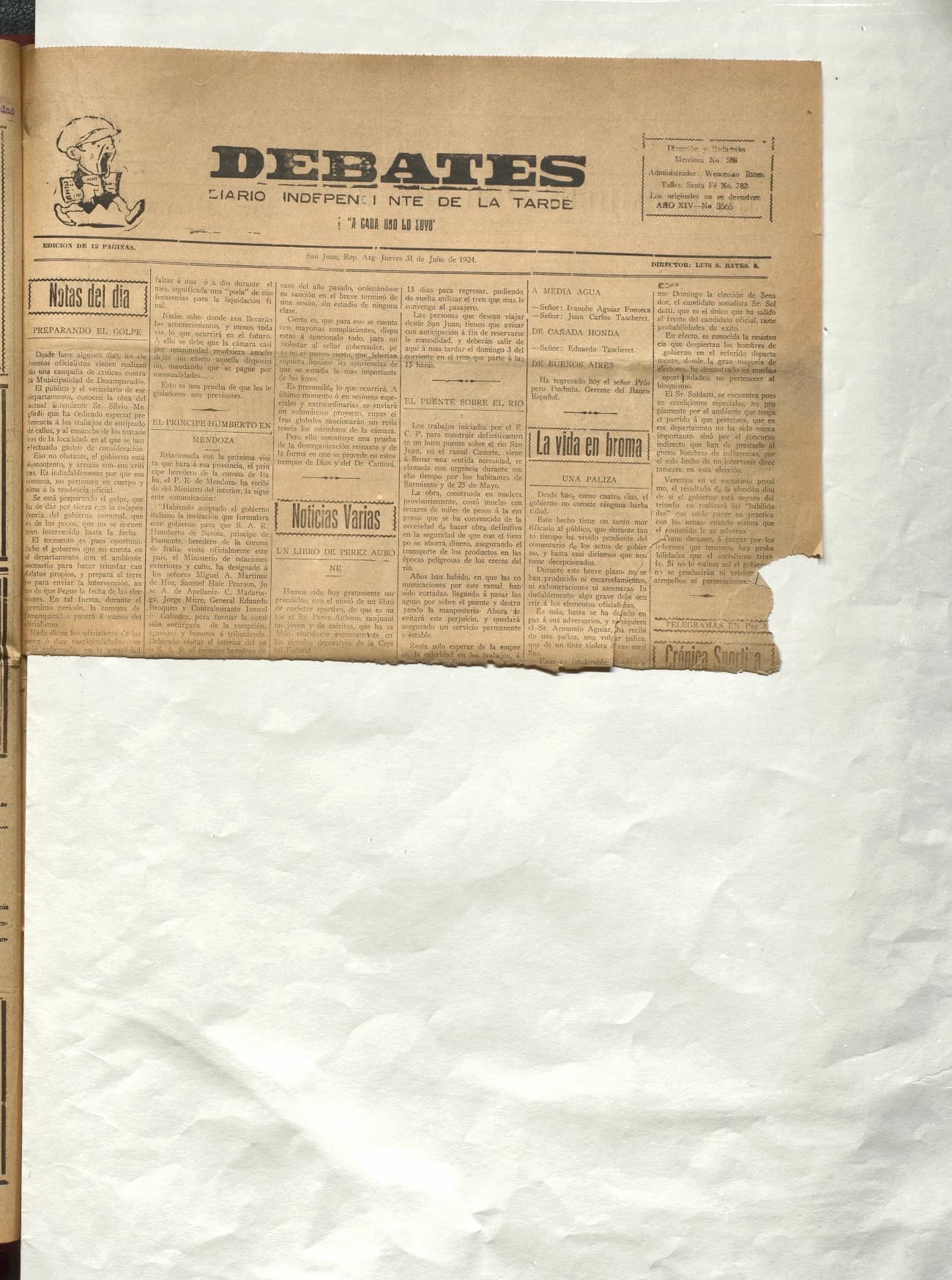 Portada · Diario Debates del 31 de julio de 1924