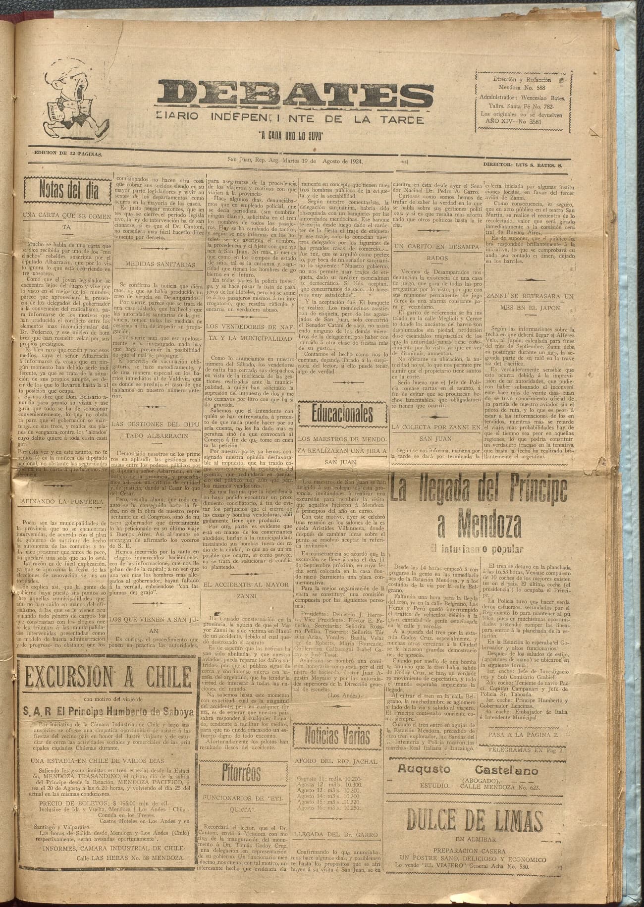 Portada · Diario Debates del 19 de agosto de 1924