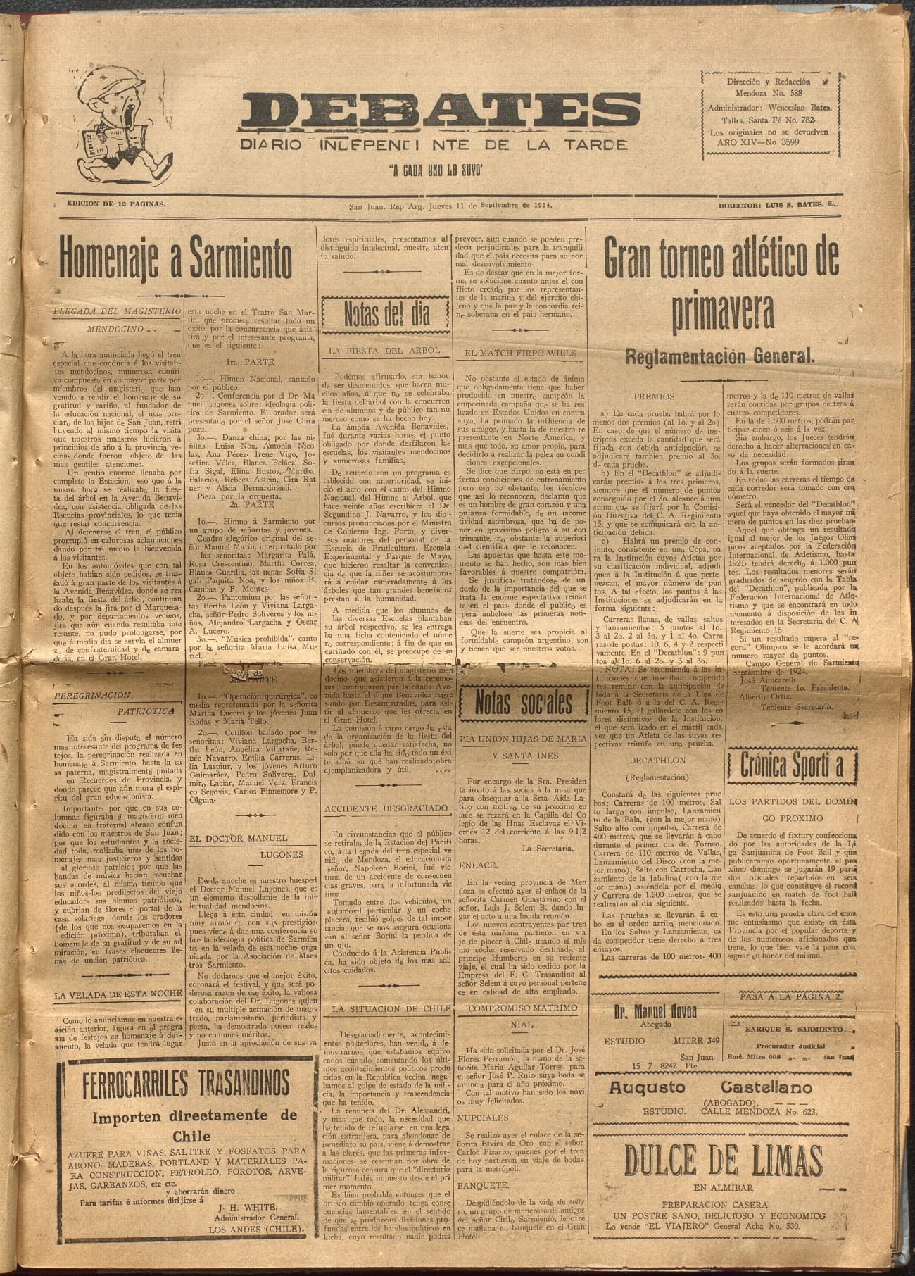 Portada · Diario Debates del 11 de septiembre de 1924