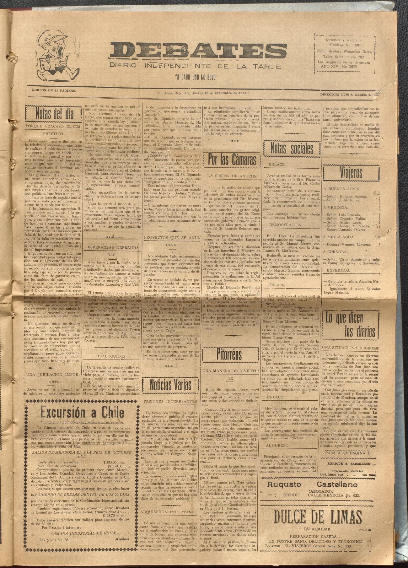 Portada · Diario Debates del 18 de septiembre de 1924