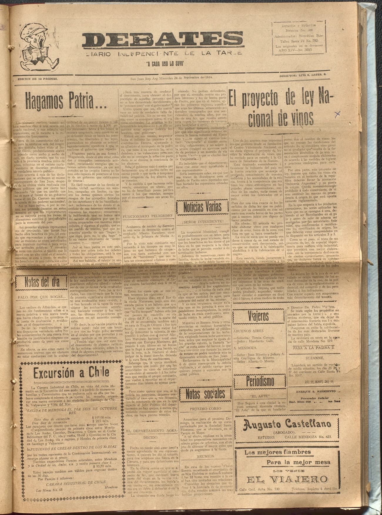 Portada · Diario Debates del 24 de septiembre de 1924