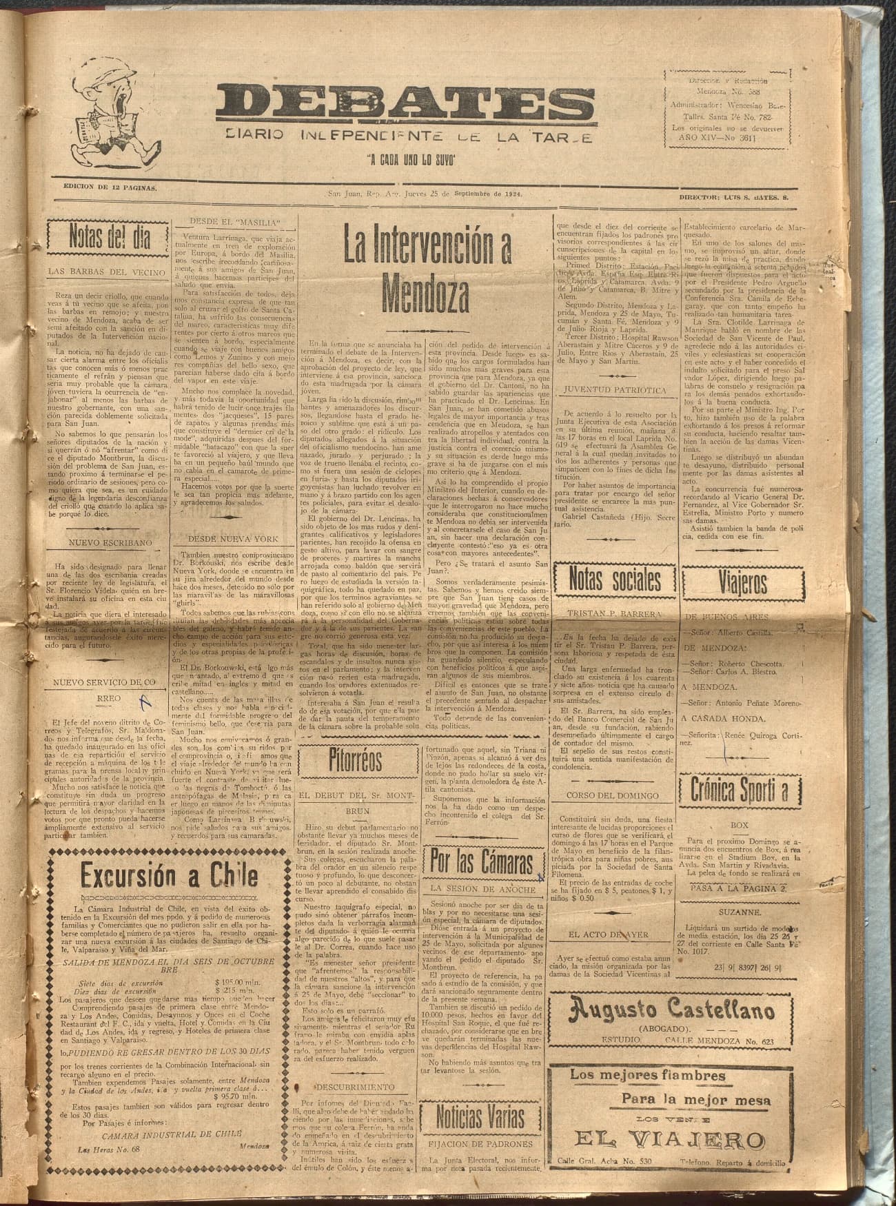 Portada · Diario Debates del 25 de septiembre de 1924