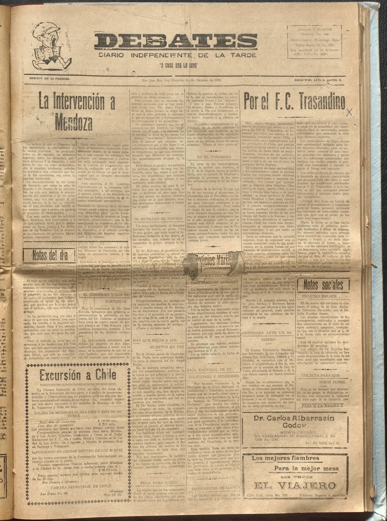 Portada · Diario Debates del 1 de octubre de 1924