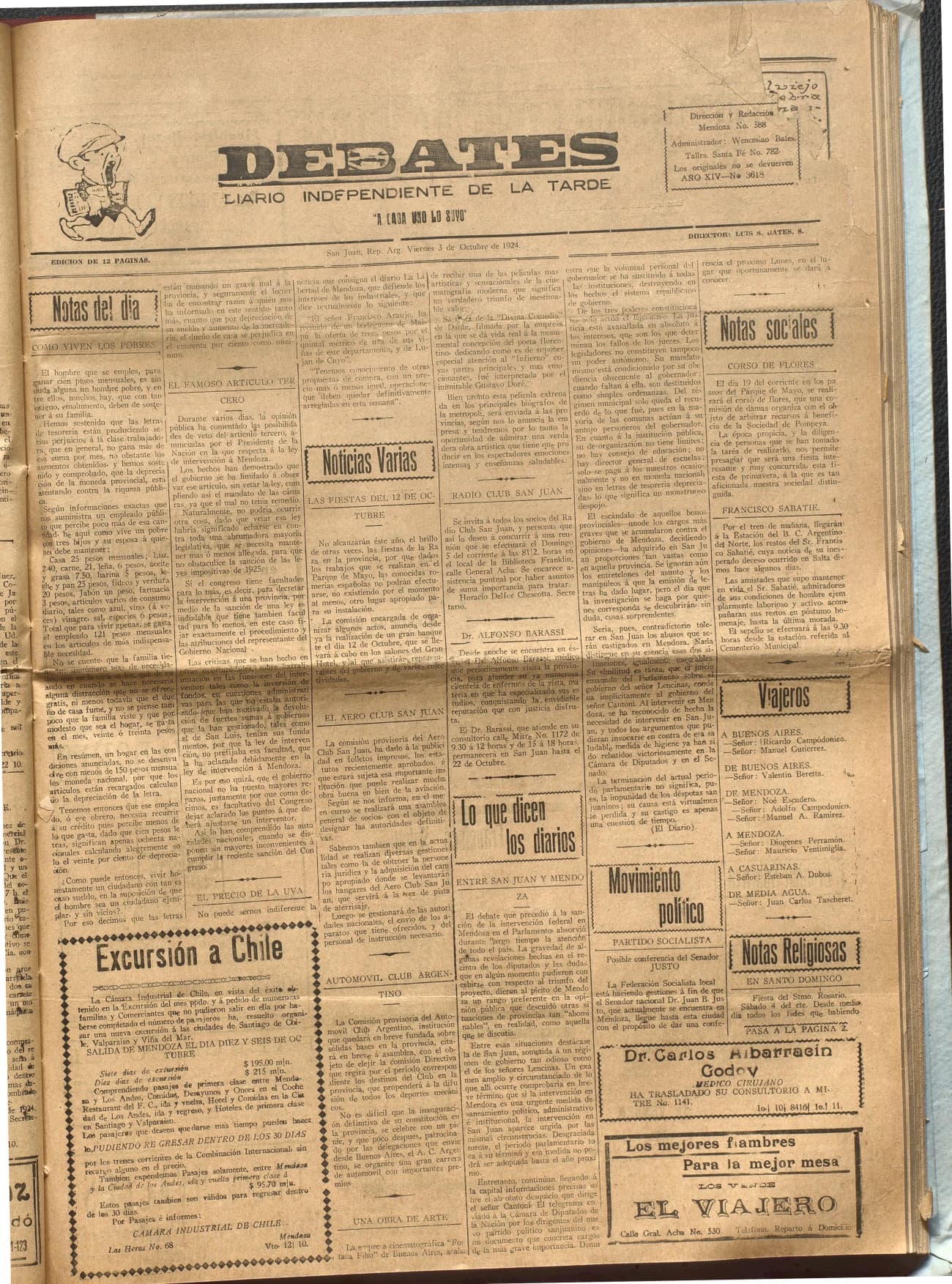 Portada · Diario Debates del 3 de octubre de 1924