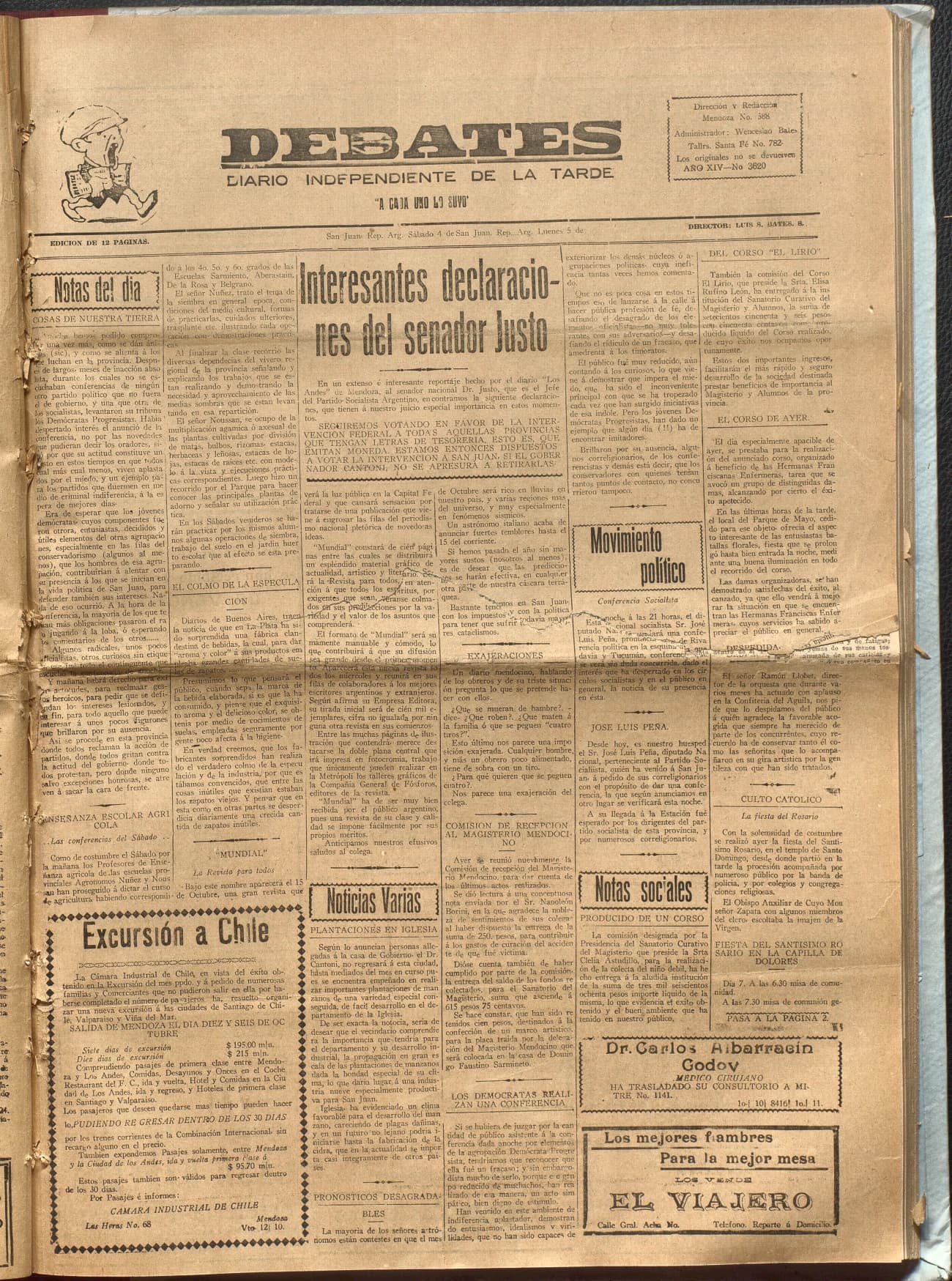 Portada · Diario Debates del 5 de octubre de 1924