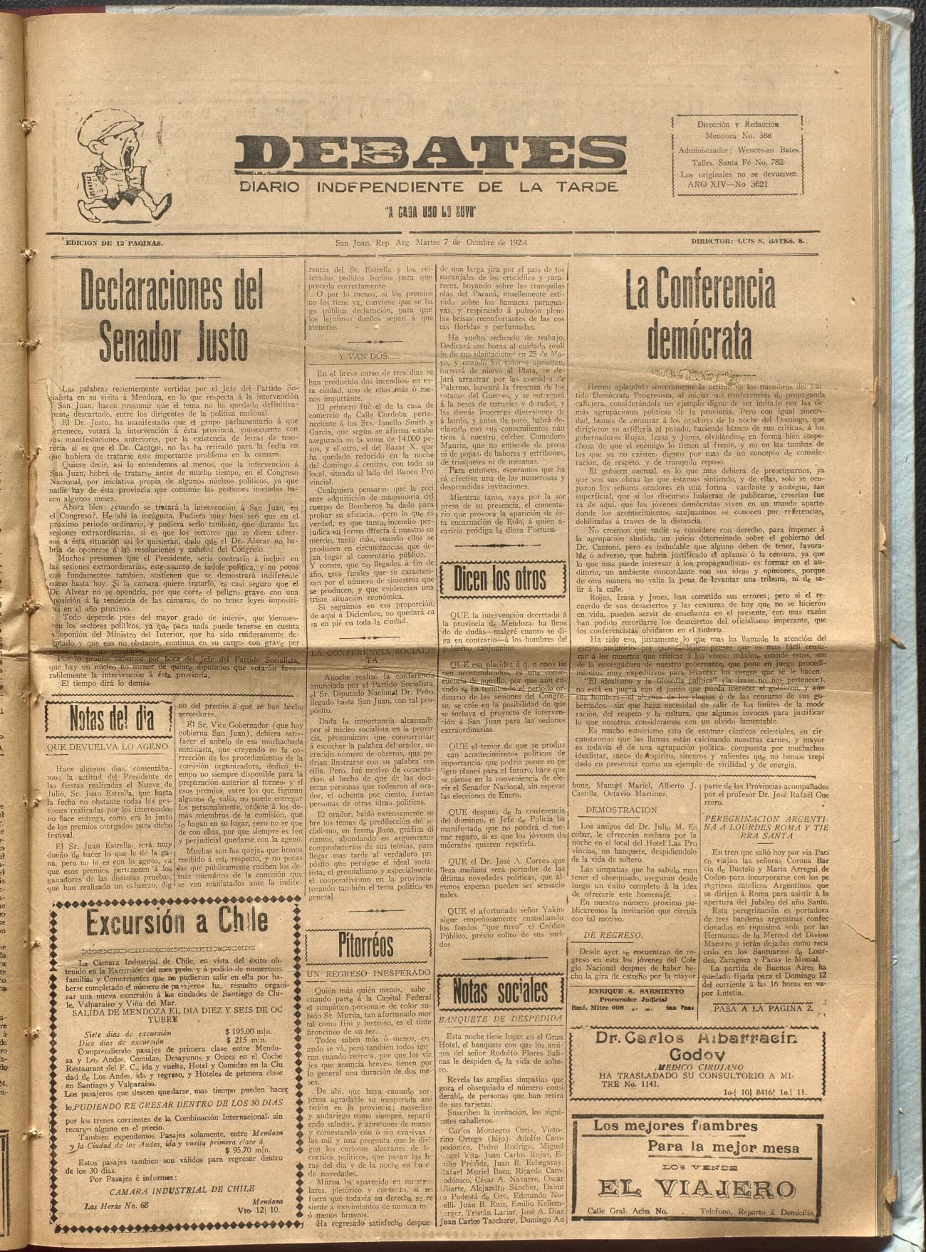Portada · Diario Debates del 7 de octubre de 1924