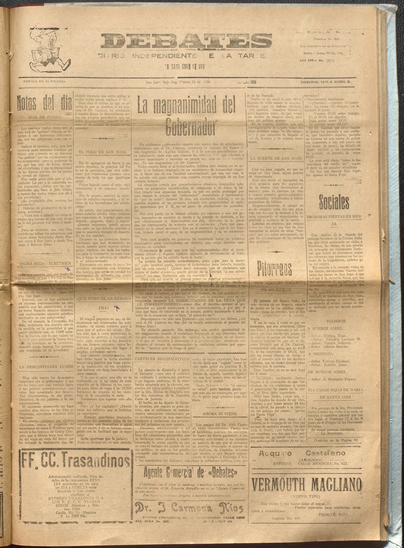 Portada · Diario Debates del 11 de octubre de 1924