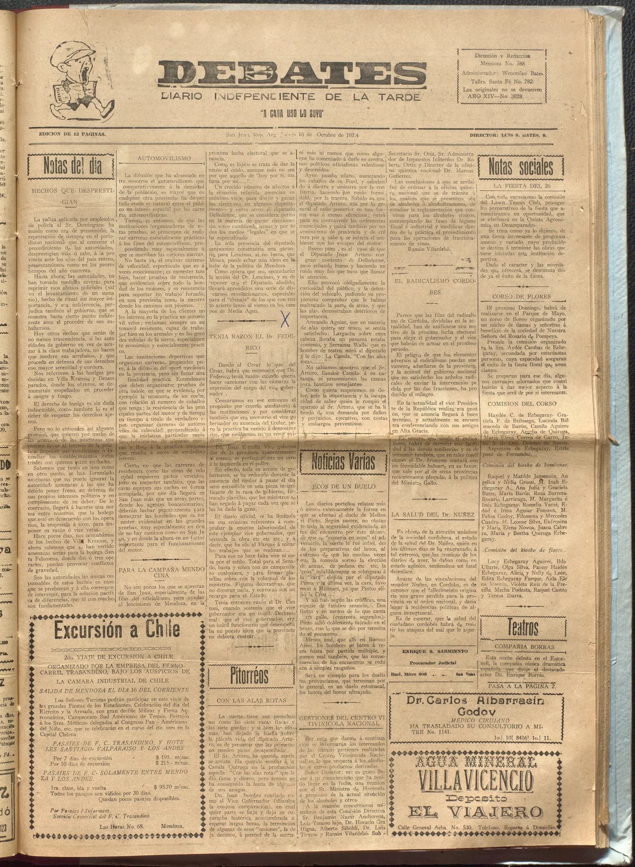 Portada · Diario Debates del 16 de octubre de 1924