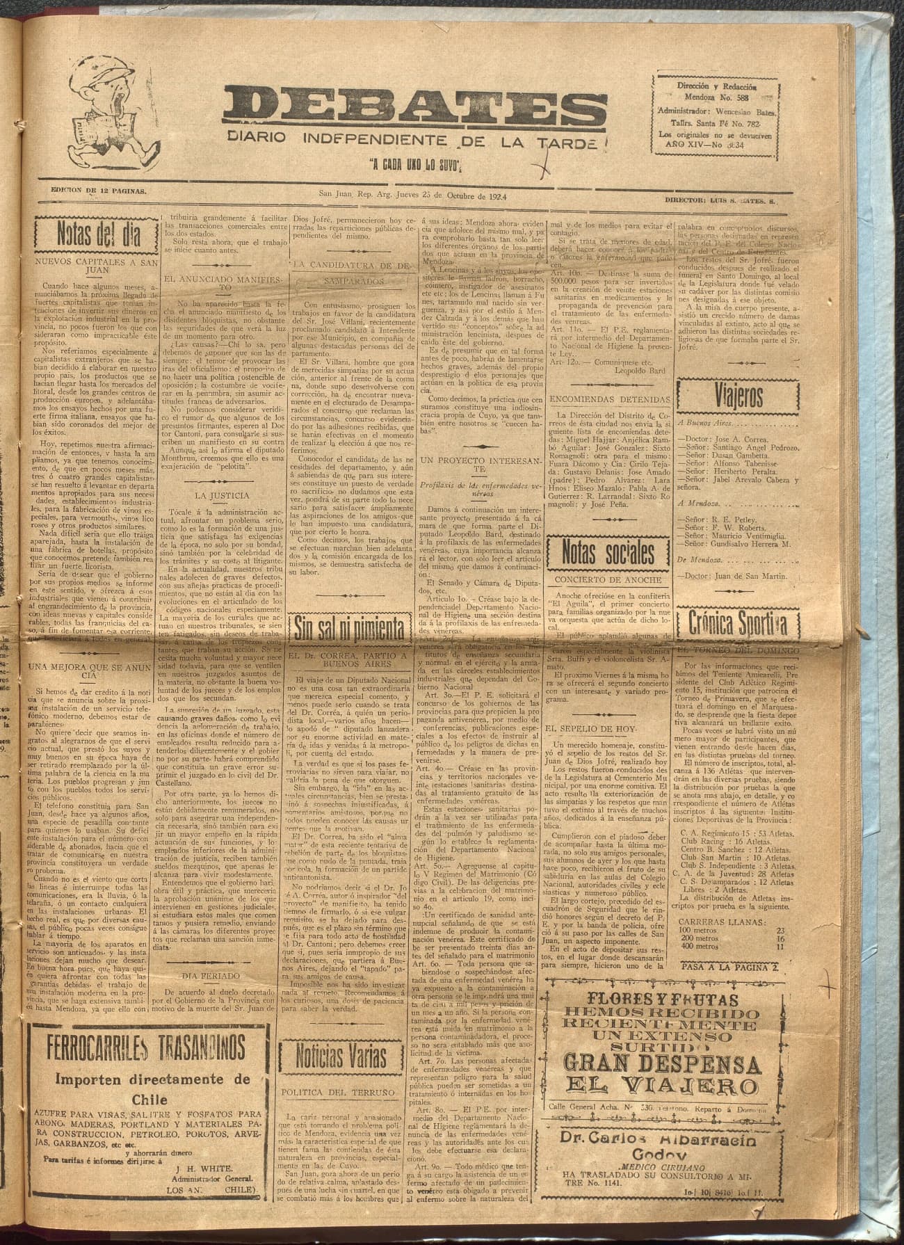 Portada · Diario Debates del 23 de octubre de 1924