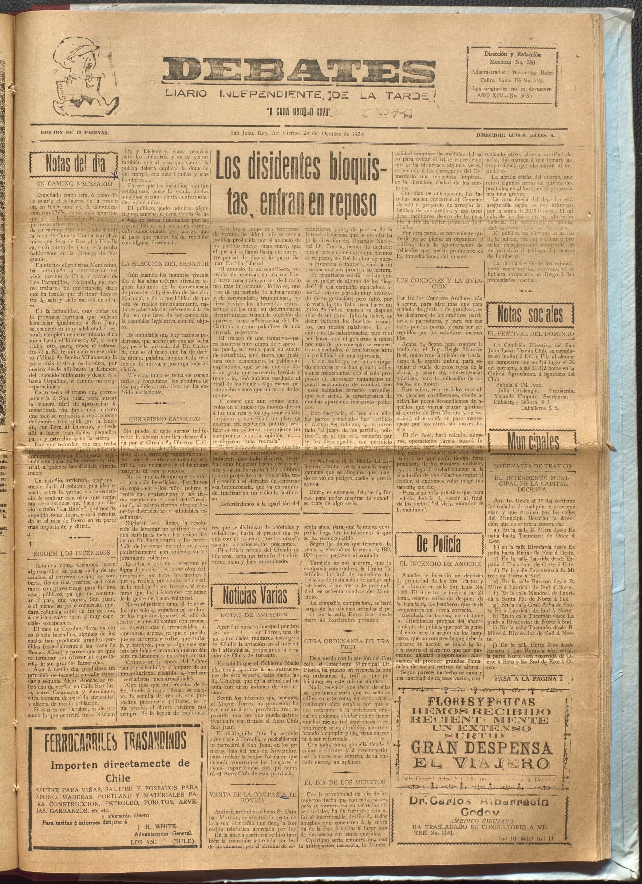 Portada · Diario Debates del 24 de octubre de 1924