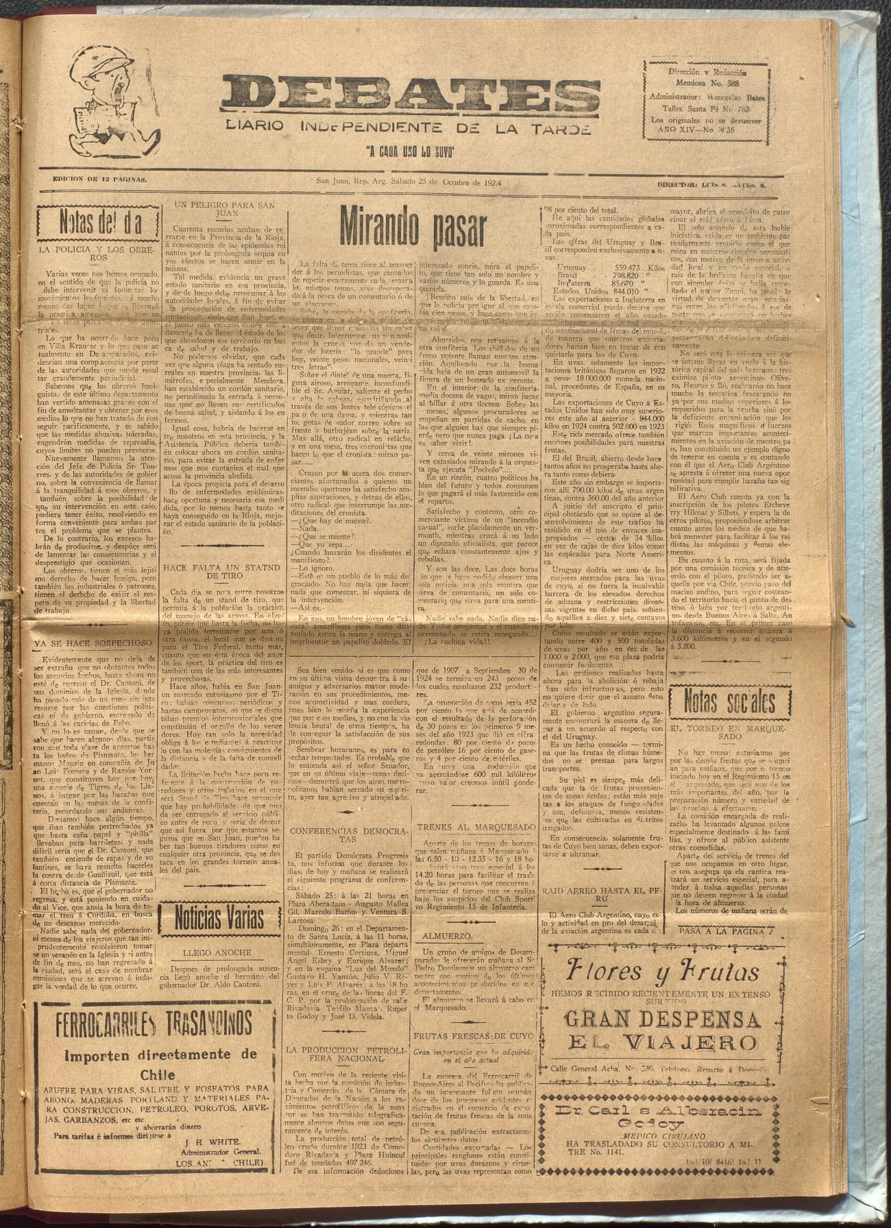 Portada · Diario Debates del 25 de octubre de 1924