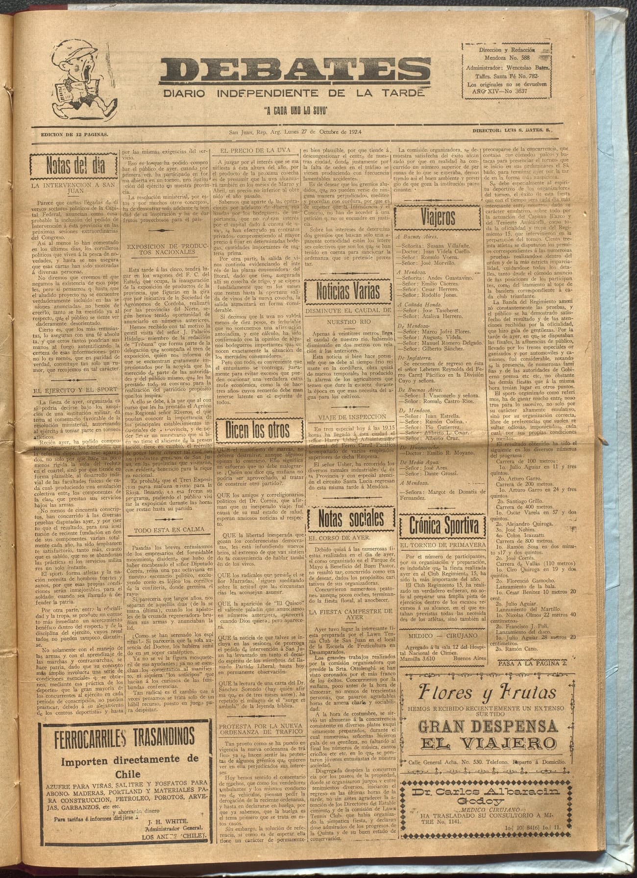 Portada · Diario Debates del 27 de octubre de 1924