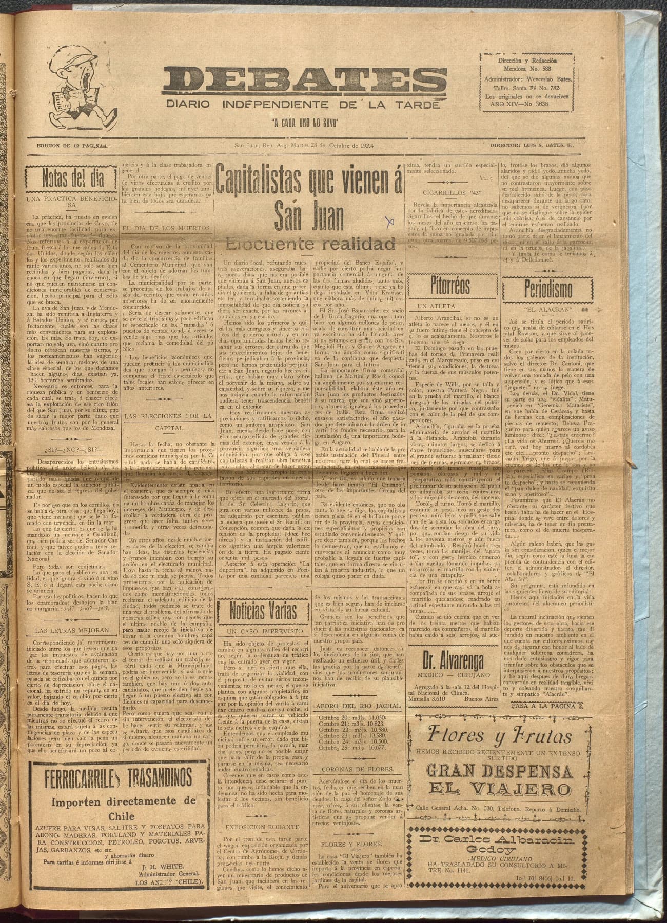 Portada · Diario Debates del 28 de octubre de 1924