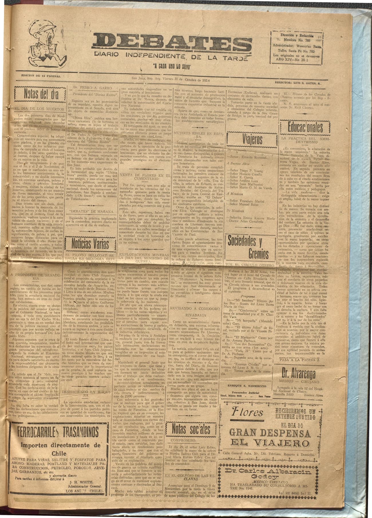 Portada · Diario Debates del 31 de octubre de 1924
