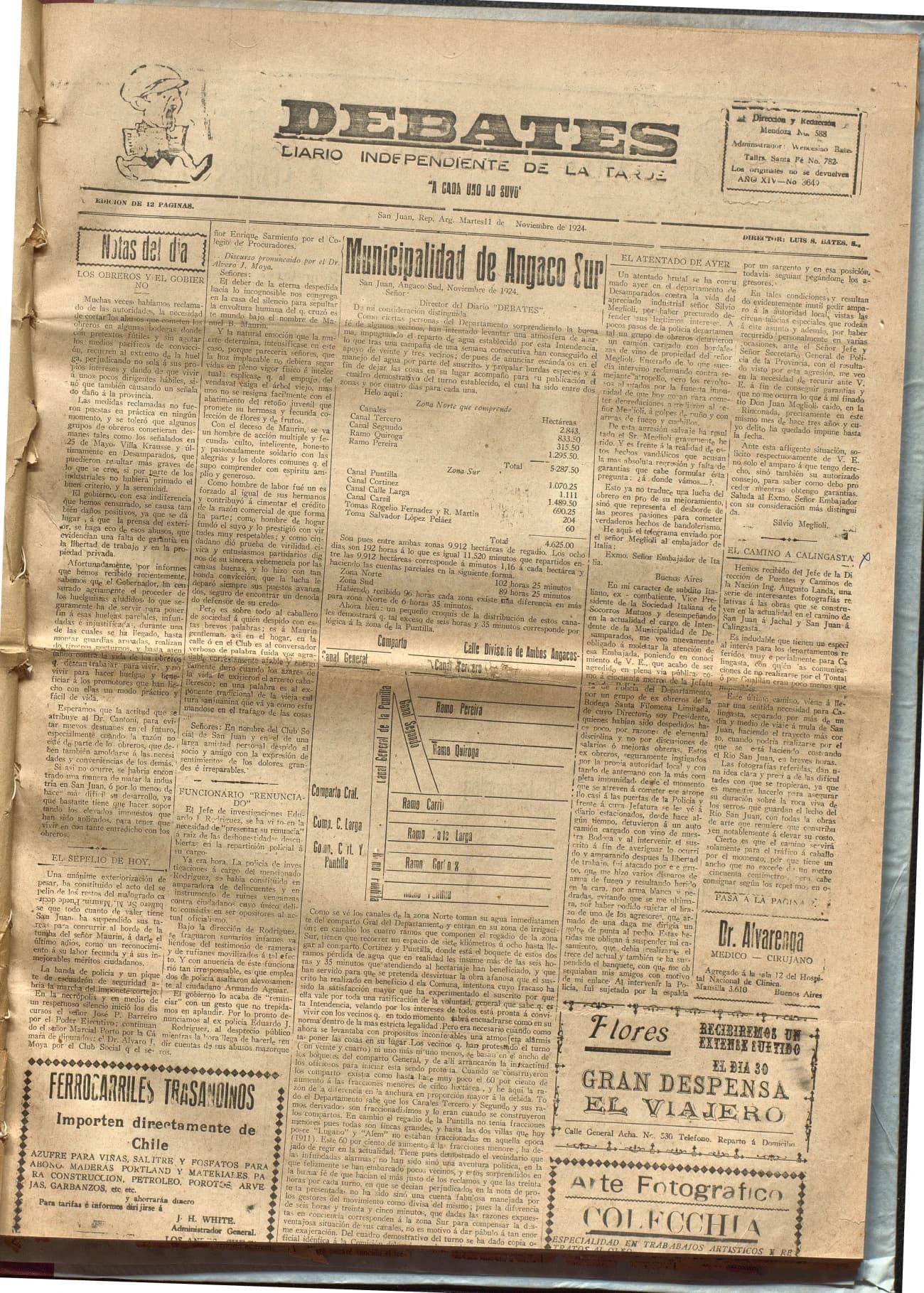 Portada · Diario Debates del 11 de noviembre de 1924