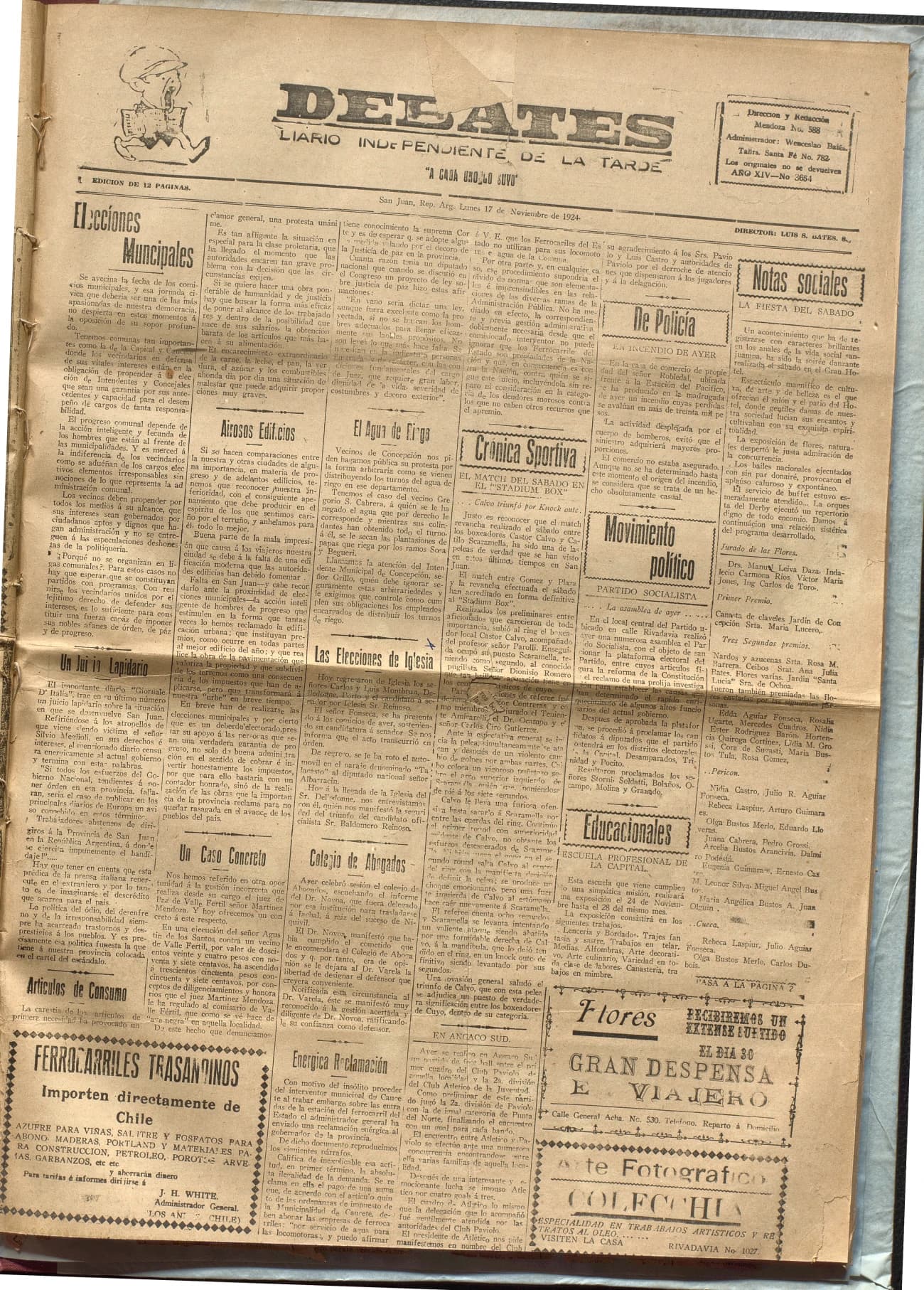Portada · Diario Debates del 17 de noviembre de 1924