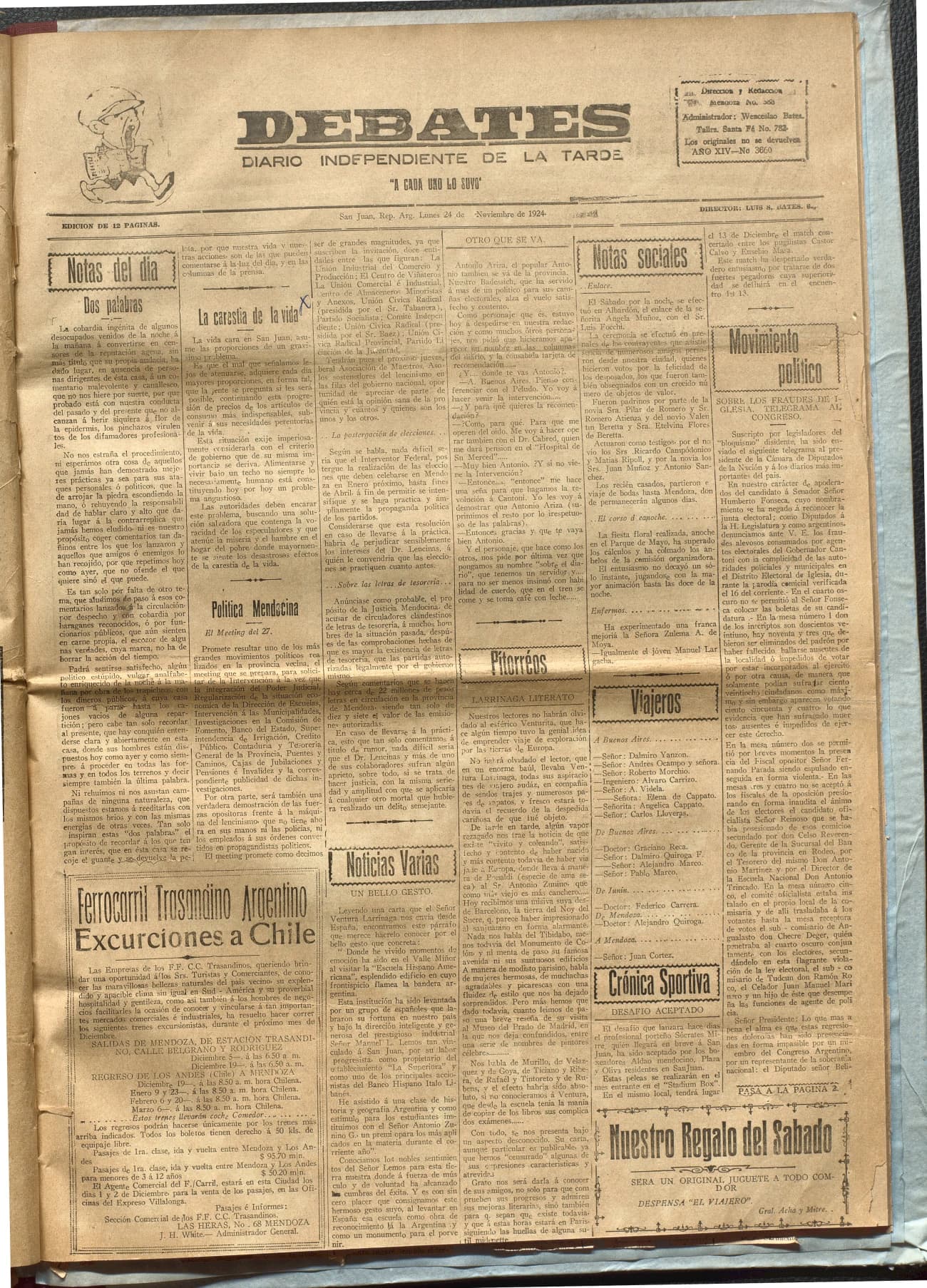 Portada · Diario Debates del 24 de noviembre de 1924