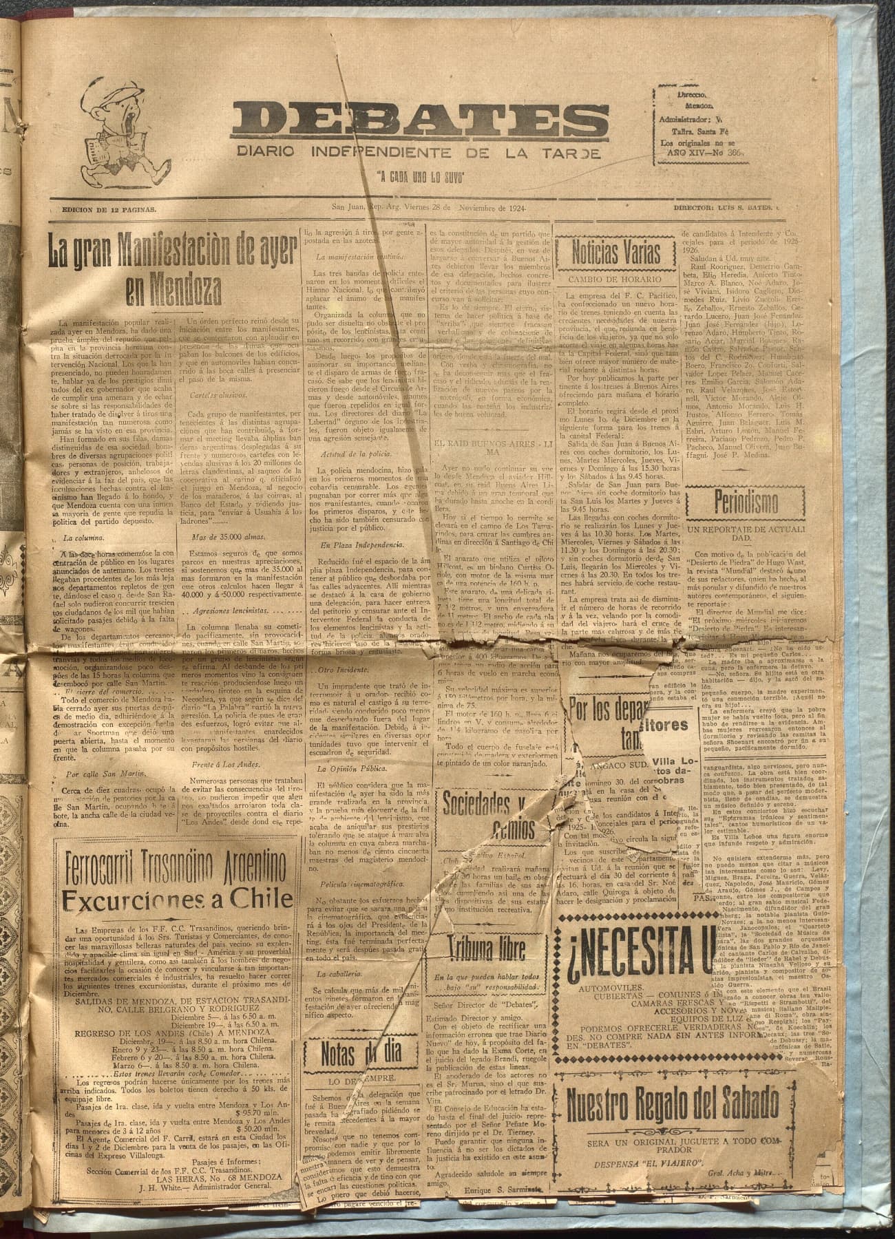 Portada · Diario Debates del 28 de noviembre de 1924