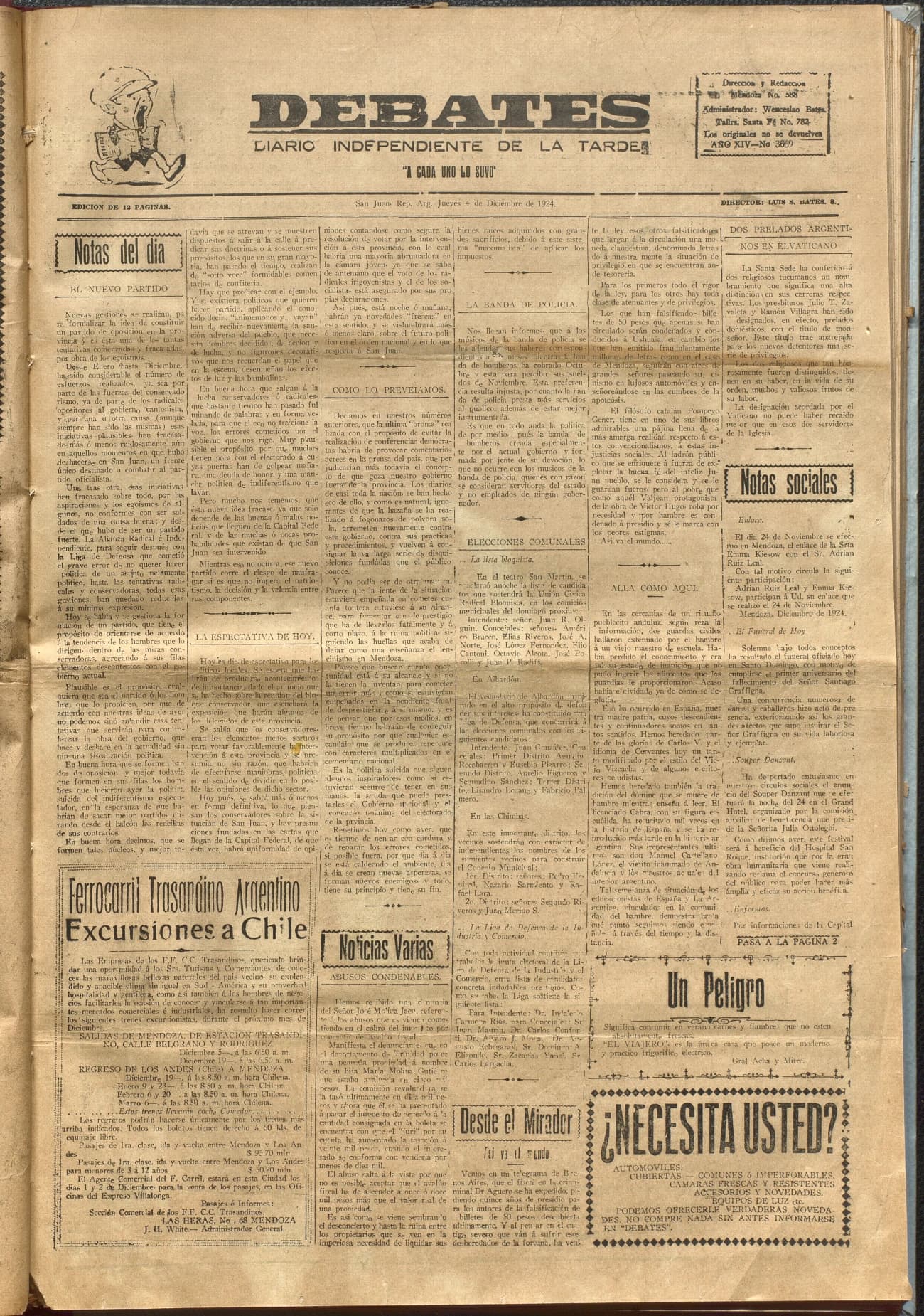 Portada · Diario Debates del 4 de diciembre de 1924