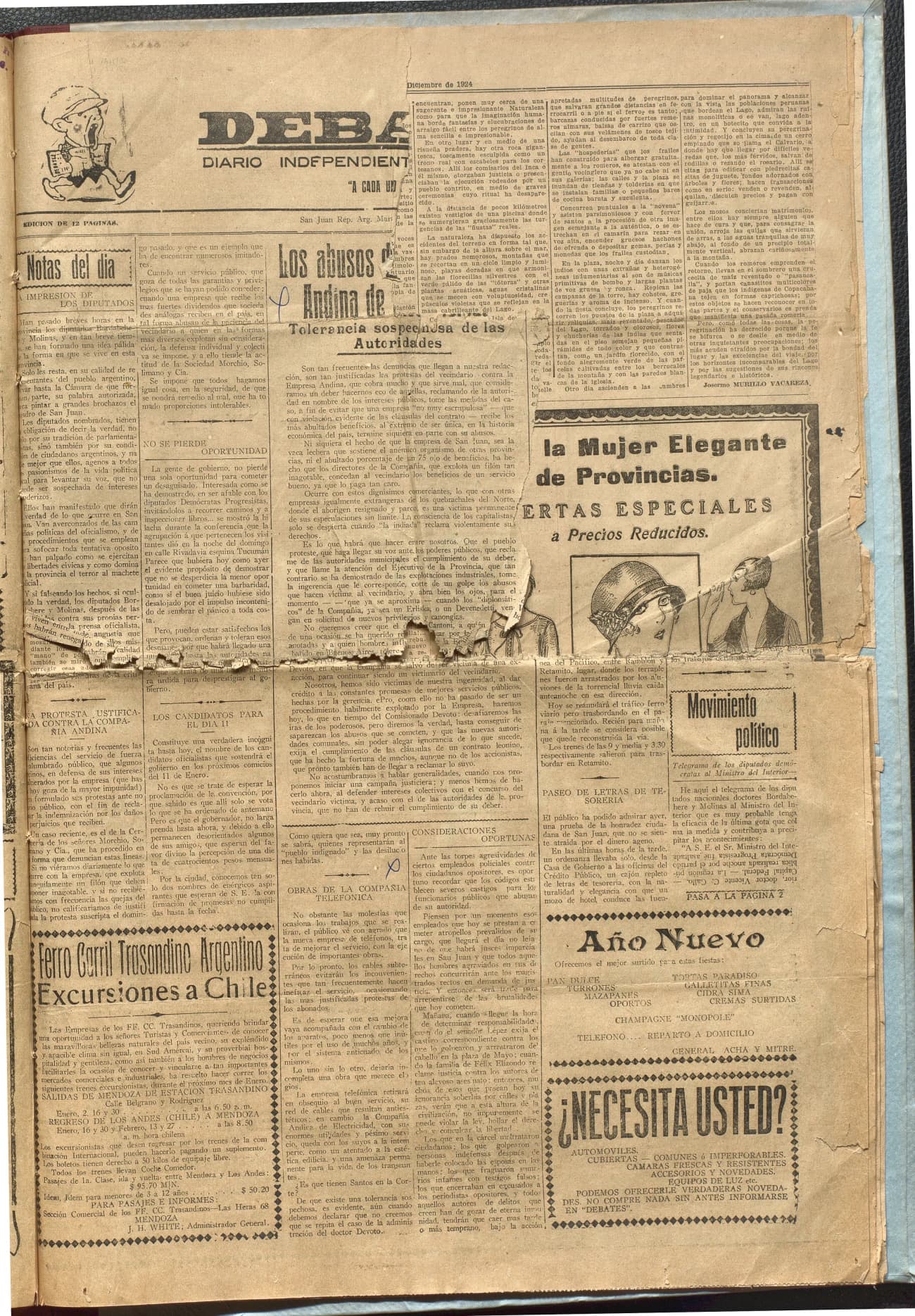 Portada · Diario Debates del 30 de diciembre de 1924