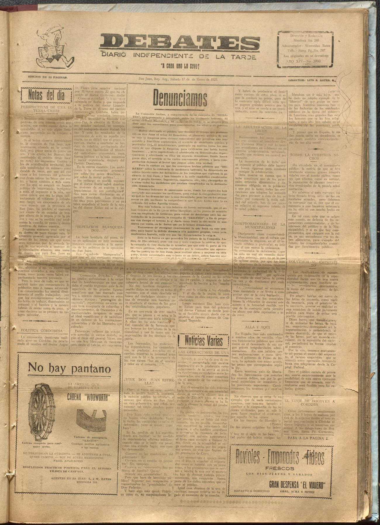 Portada · Diario Debates del 17 de enero de 1925