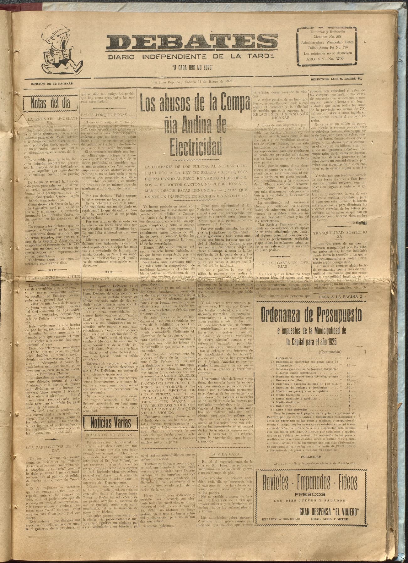 Portada · Diario Debates del 24 de enero de 1925
