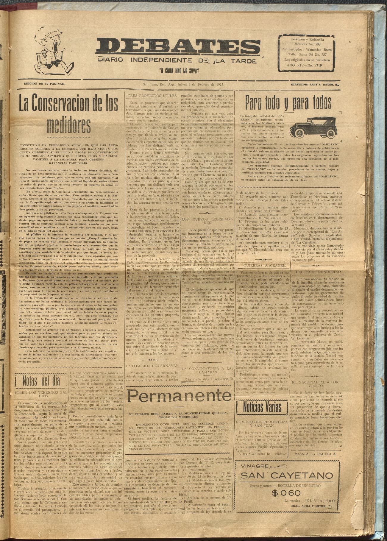 Portada · Diario Debates del 5 de febrero de 1925
