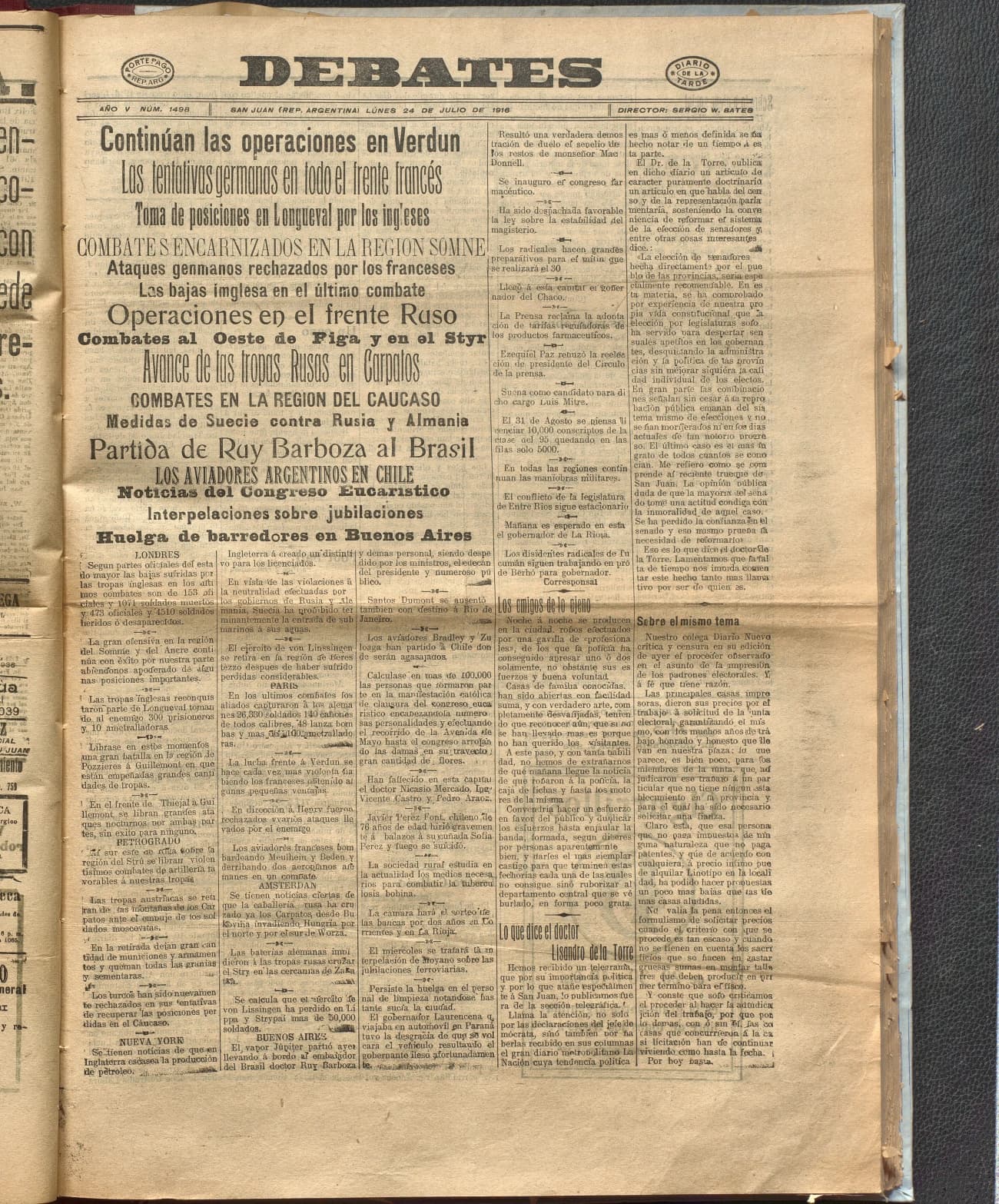 Portada · Diario Debates del 24 de julio de 1916