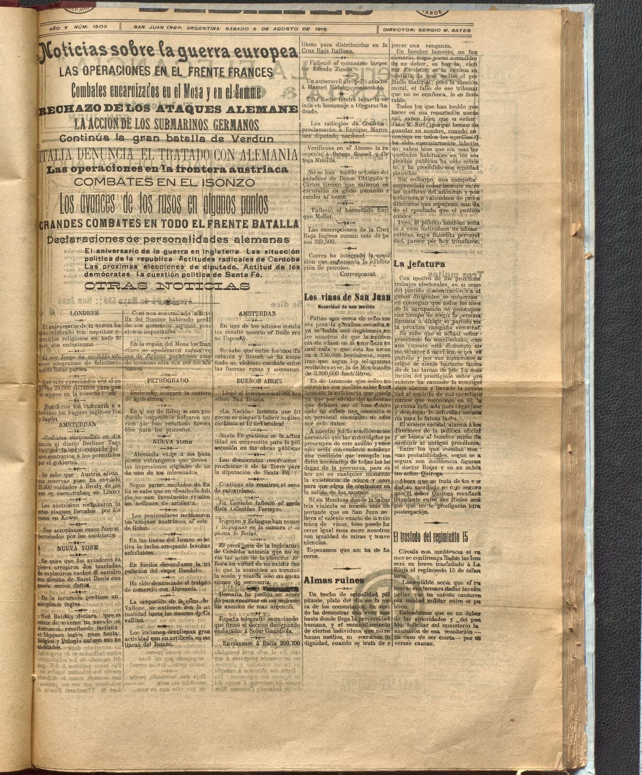 Portada · Diario Debates del 5 de agosto de 1916