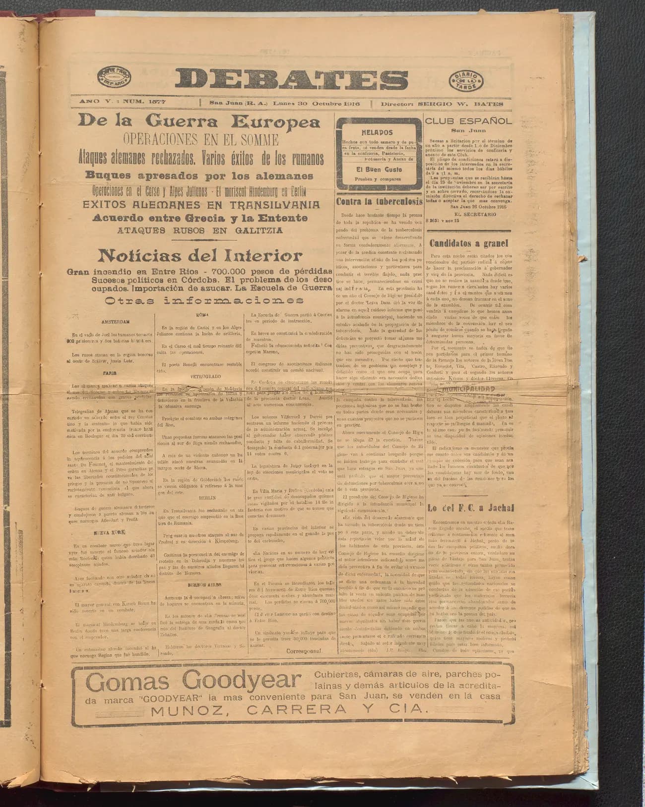 Portada · 30 de Octubre de 1916