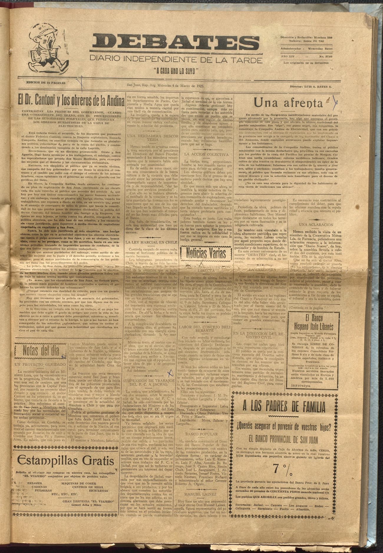 Portada · Diario Debates del 4 de marzo de 1925