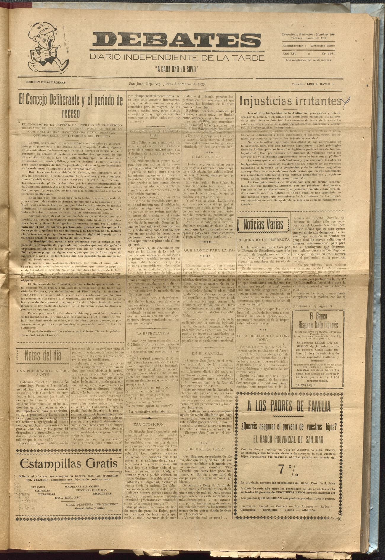 Portada · Diario Debates del 5 de marzo de 1925