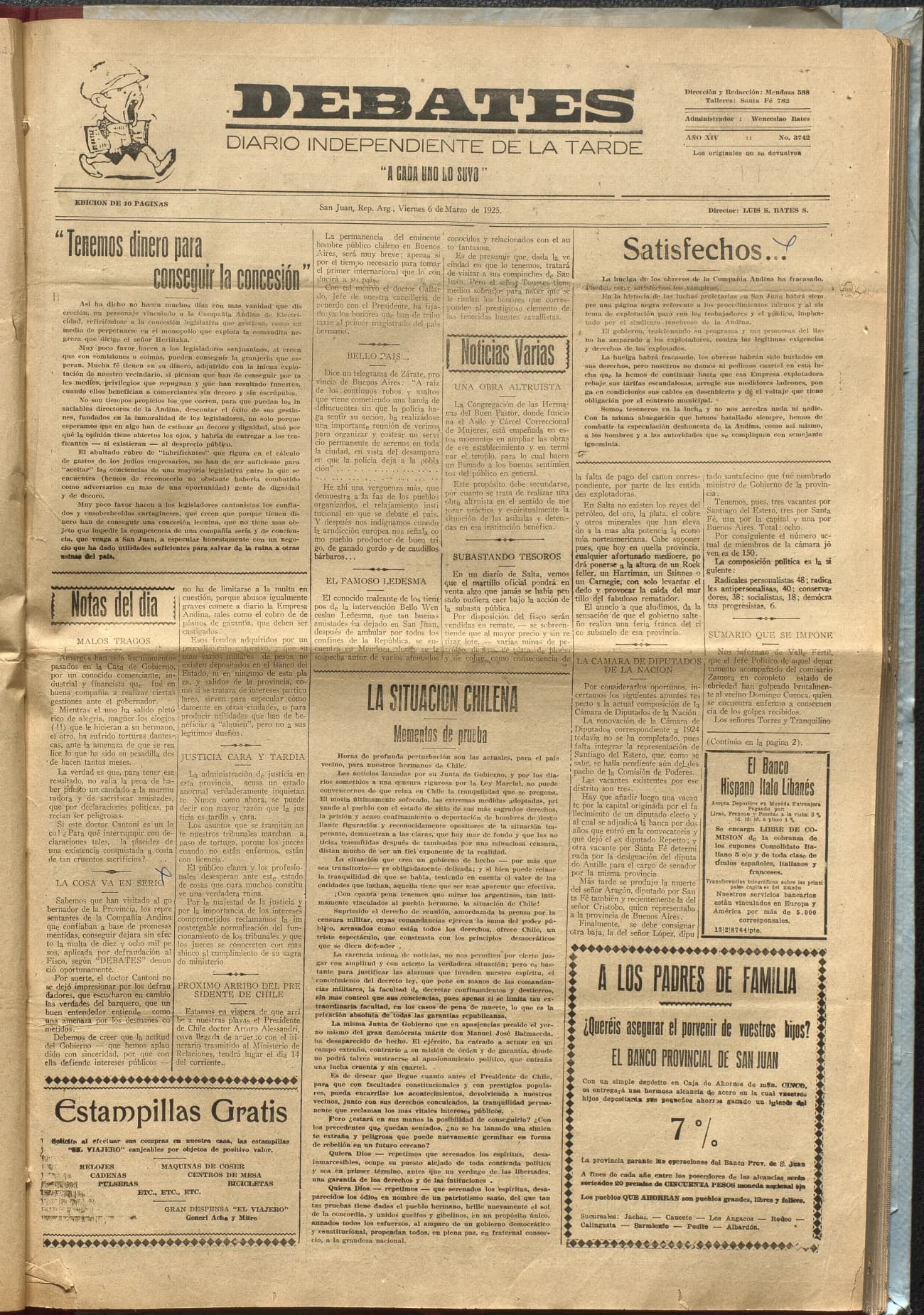 Portada · Diario Debates del 6 de marzo de 1925