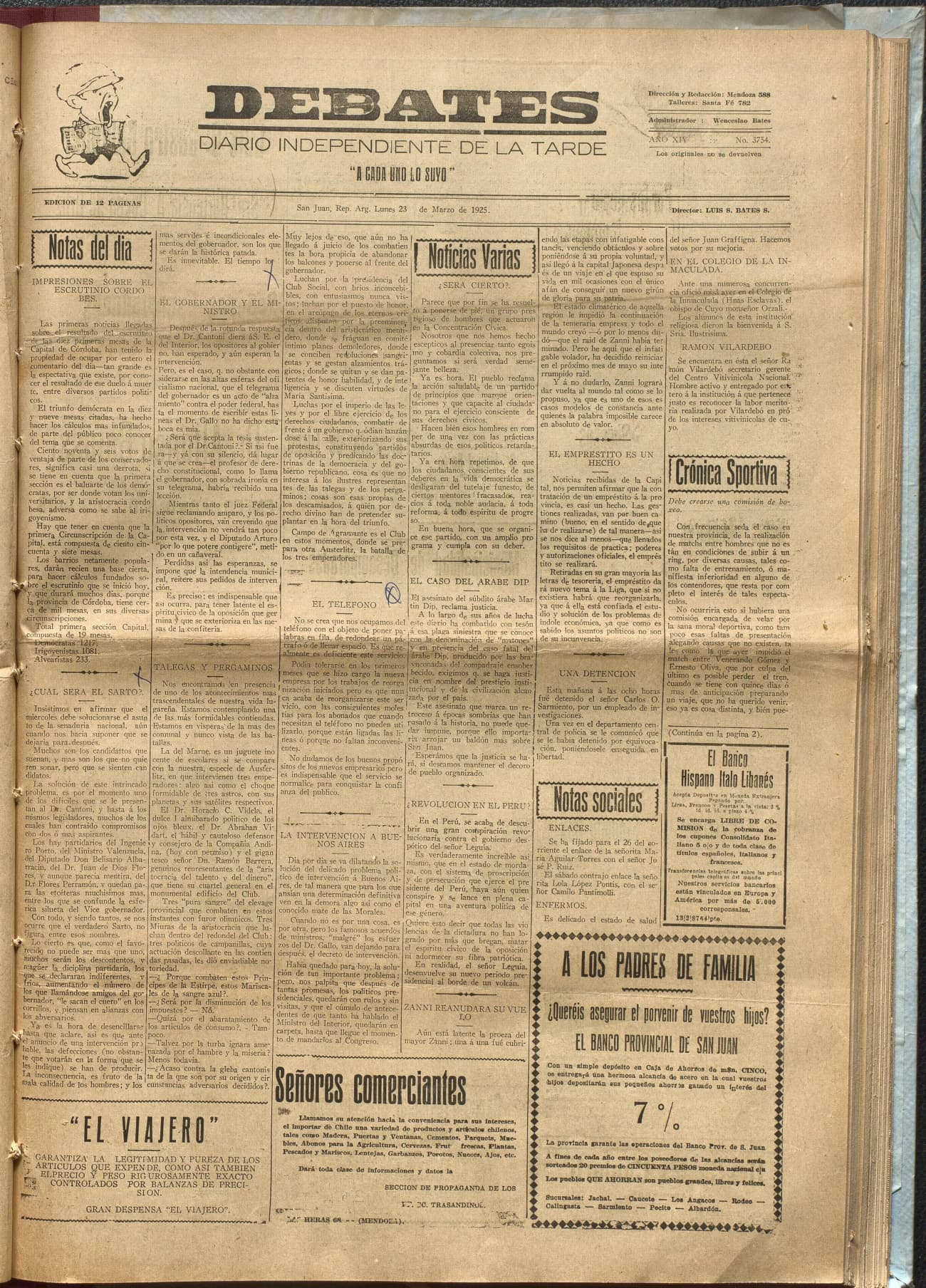 Portada · Diario Debates del 23 de marzo de 1925