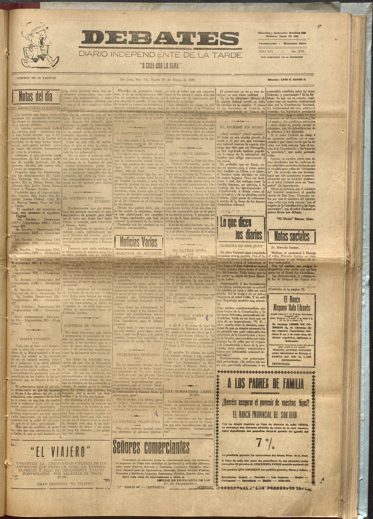 Portada · Diario Debates del 24 de marzo de 1925