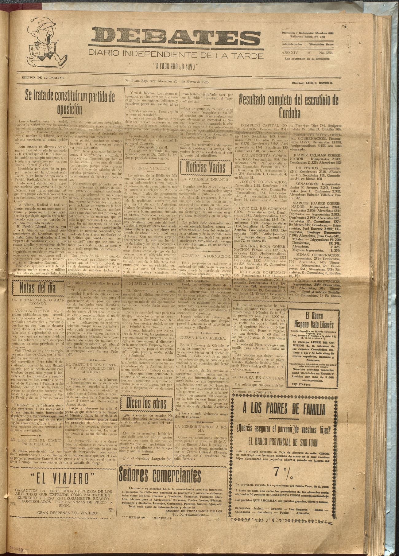 Portada · Diario Debates del 25 de marzo de 1925