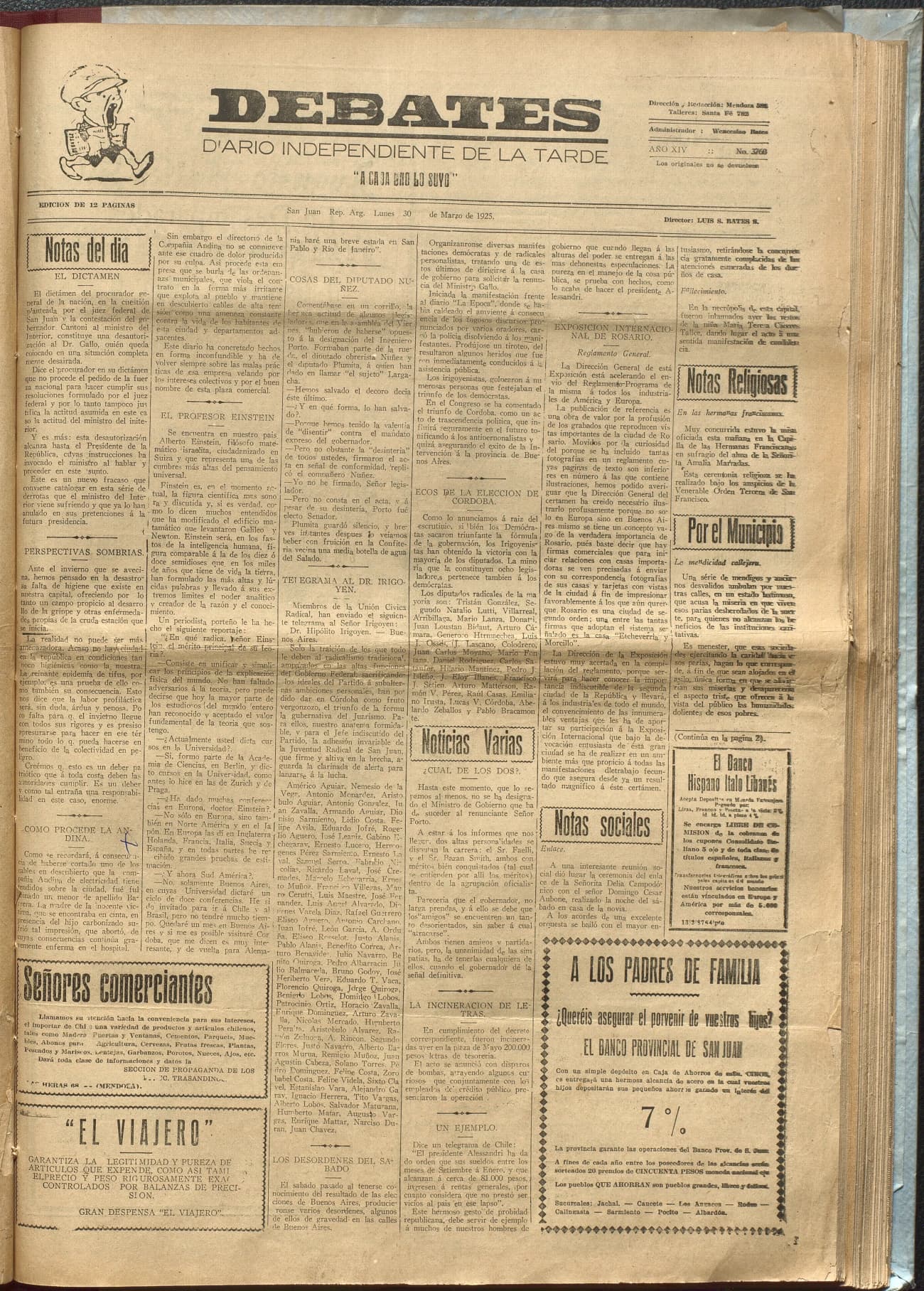 Portada · Diario Debates del 30 de marzo de 1925